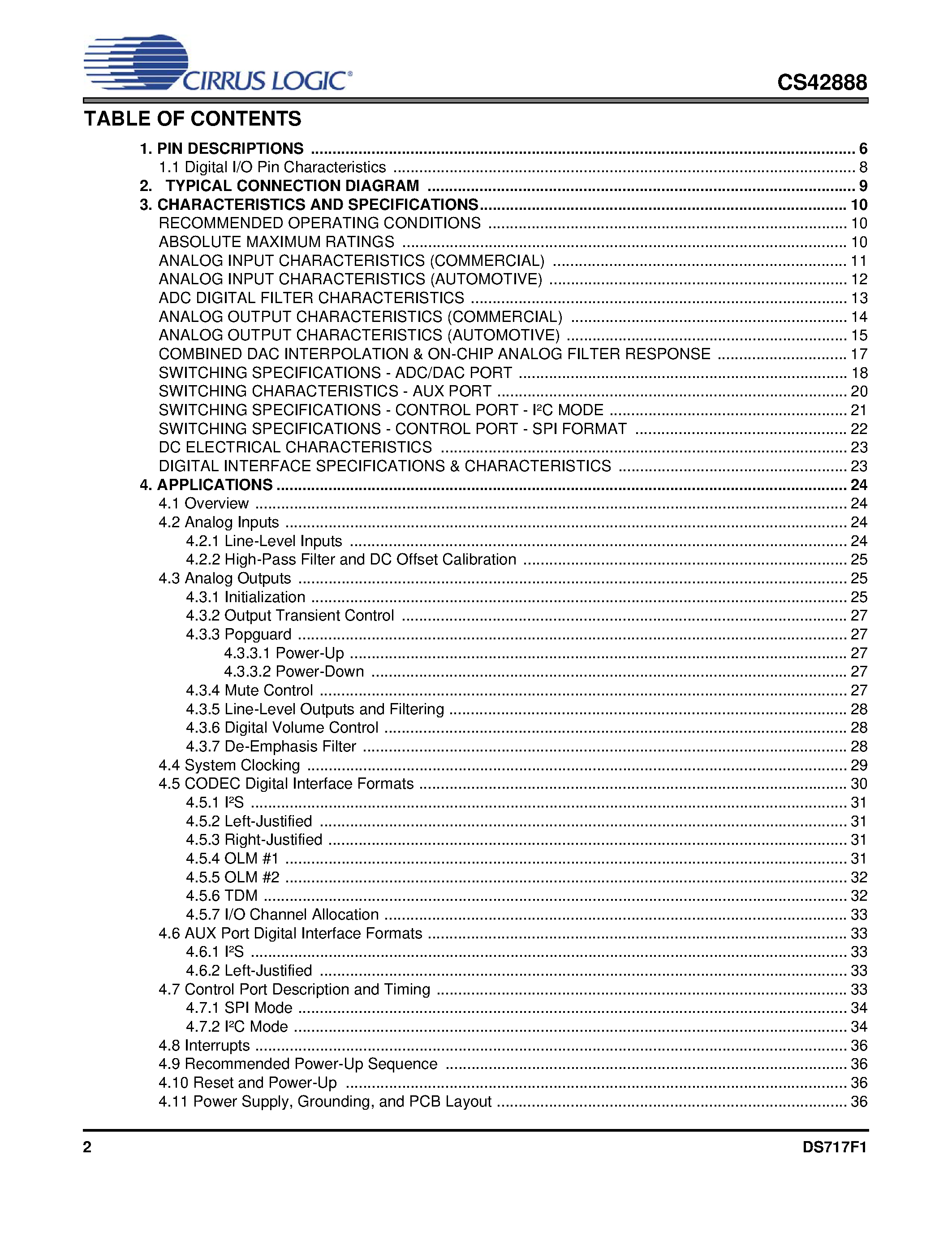 Даташит на микросхему CDB42448 страница 2 Даташит CDB42448 - 8-Out CODEC страница 2