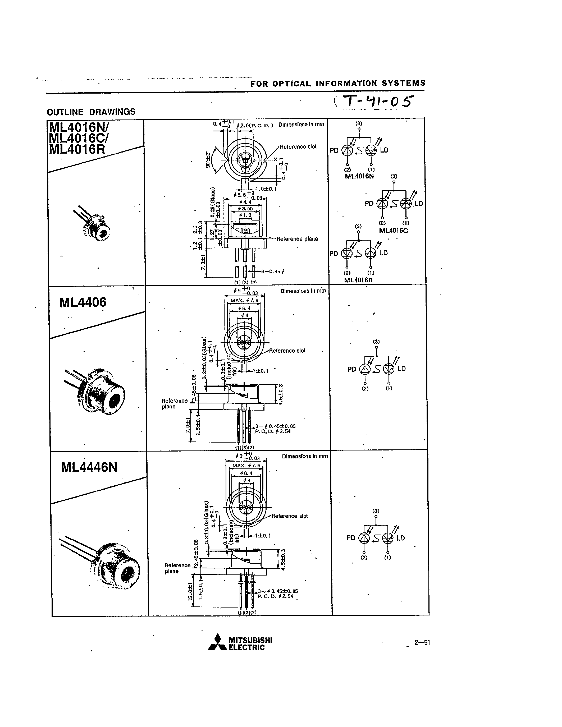 Даташит на микросхему ML4016 страница 2 Даташит ML4016 - (ML4xx6) MITSUCISHI LASER DIODES страница 2