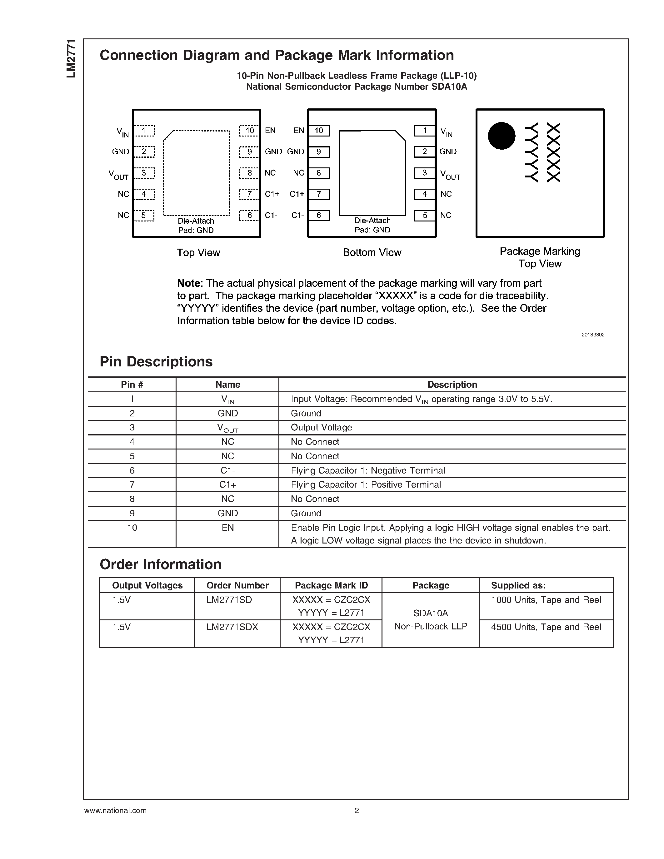 Datasheet LM2771 - Low-Ripple 250mA Switched Capacitor Step-Down DC/DC Converter page 2