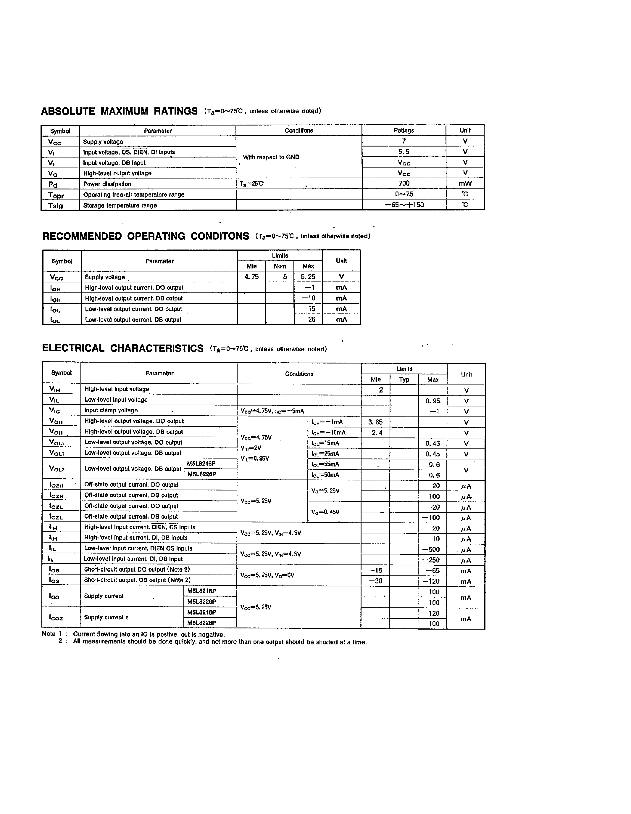 Datasheet M5L8216P - (M5L8216P / M5L8226P) 4-BIT PARALLEL BIDIRECTIONAL BUS DRIVERS page 2