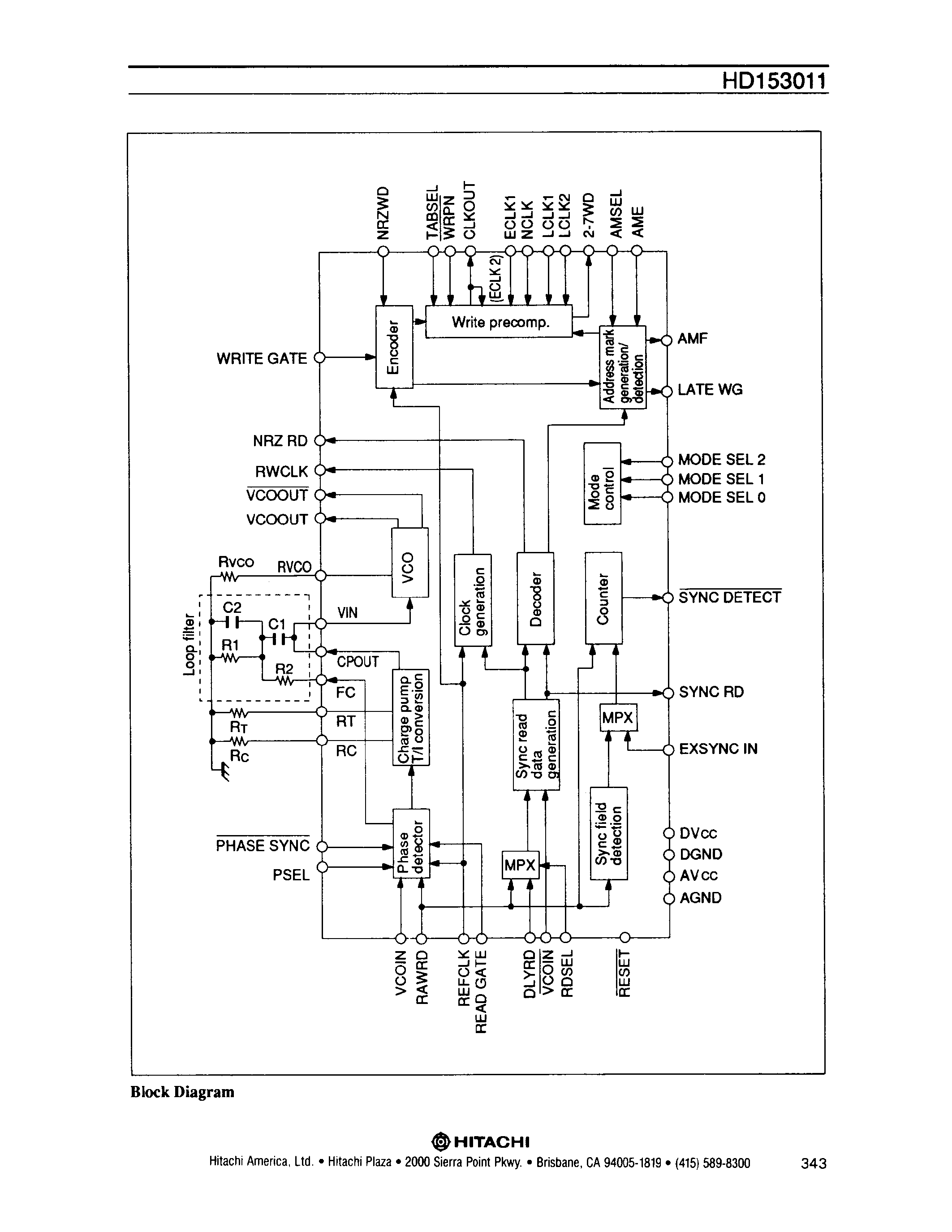 Datasheet HD153011 page 2 Datasheet HD153011 - 2-7 RLL ENDEC BULLT-IN VFO page 2