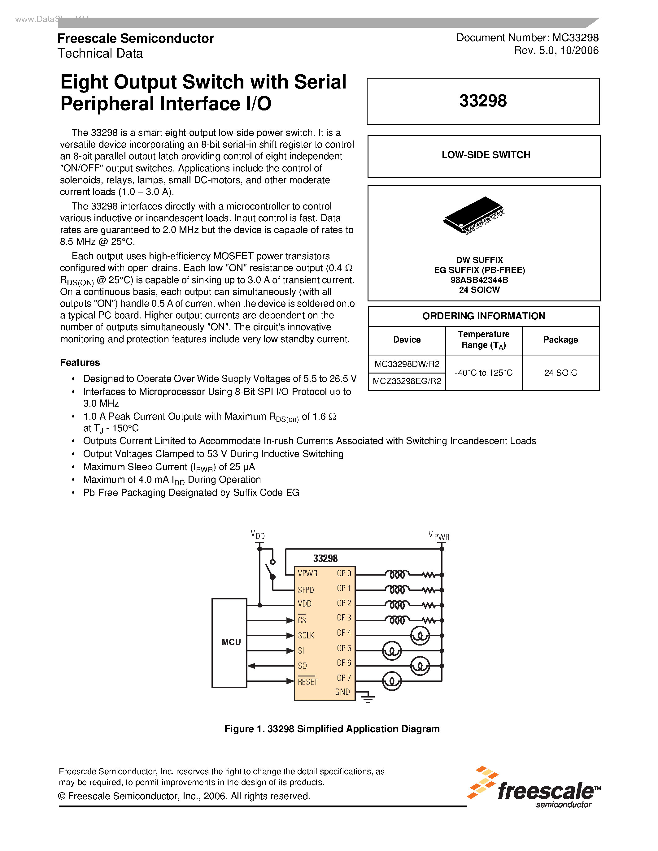 Datasheet MCZ33298 - Eight Output Switch page 1