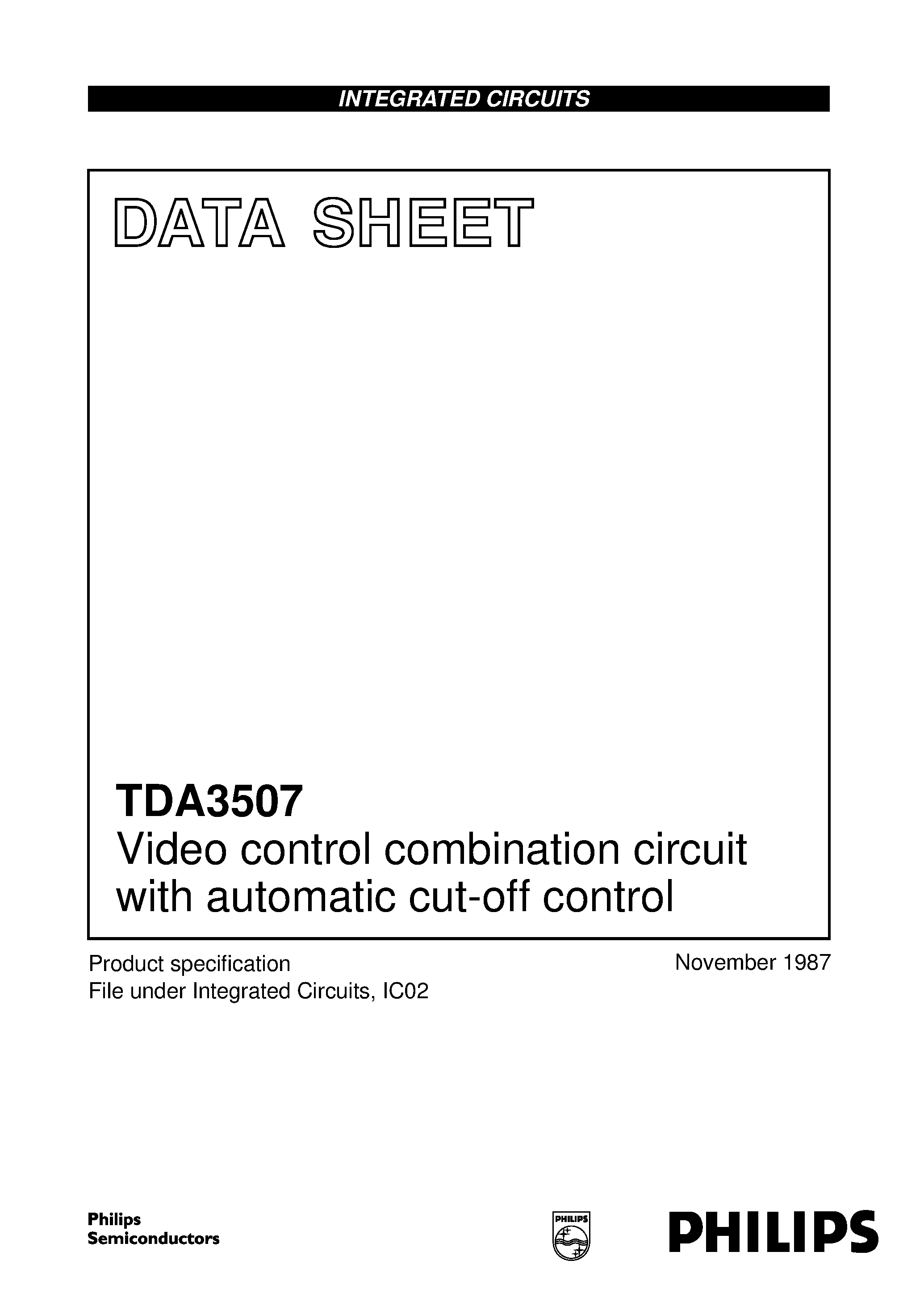Datasheet TDA3507 page 1 Datasheet TDA3507 - Video control combination circuit page 1