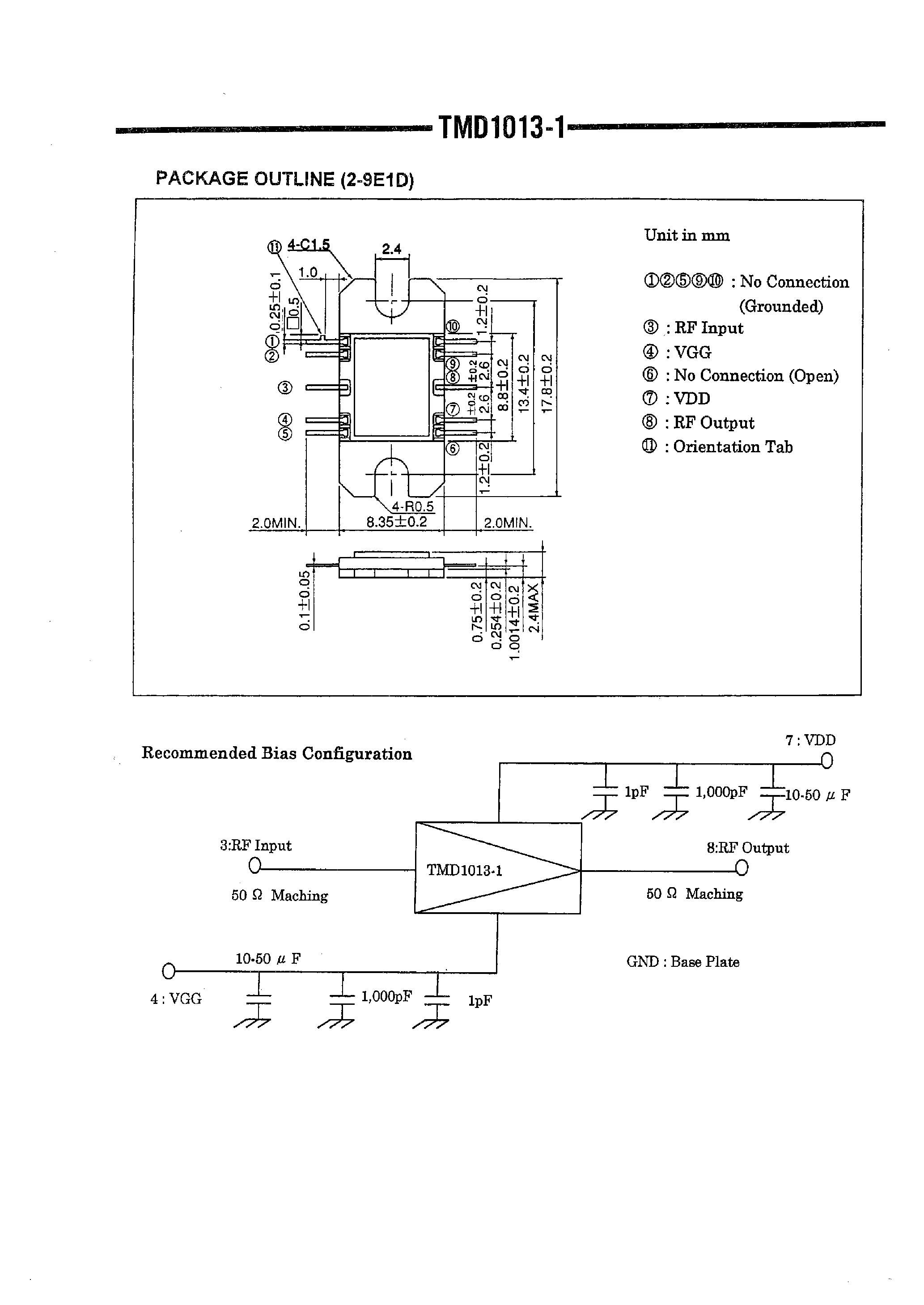 Datasheet TMD1013-1 page 2 Datasheet TMD1013-1 - MICROWAVE POWER MMIC AMPLIFIER page 2