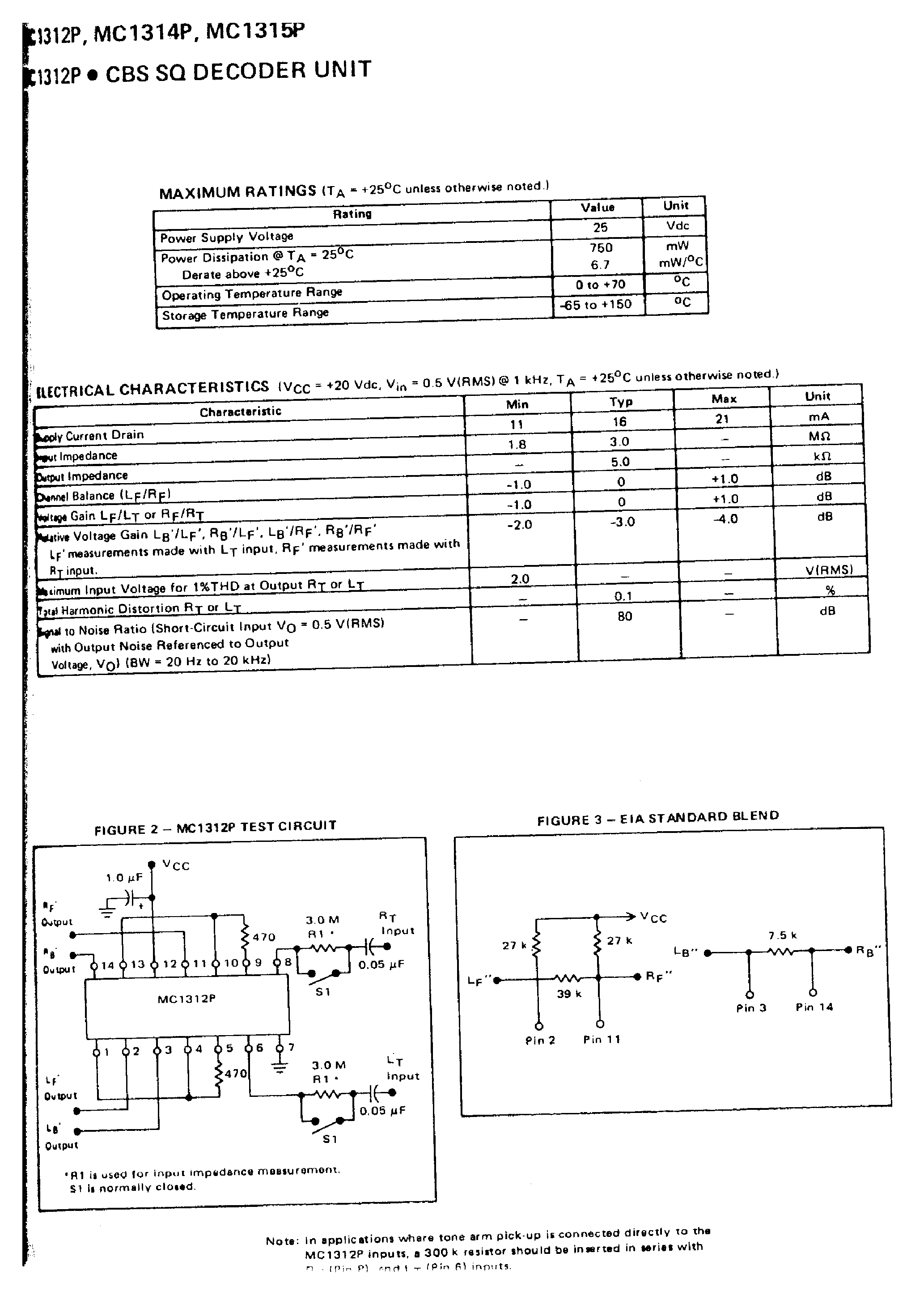 Даташит MC1312P - (MC1312P = MC1315P) CBS SQ LOGIC DECODER SYSTEM страница 2