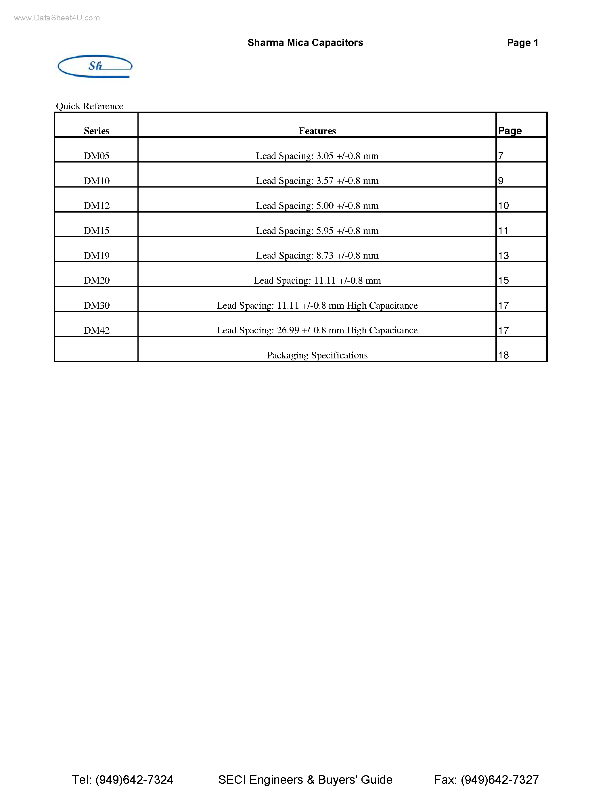 Datasheet MKT075 - Film Capacitors page 1