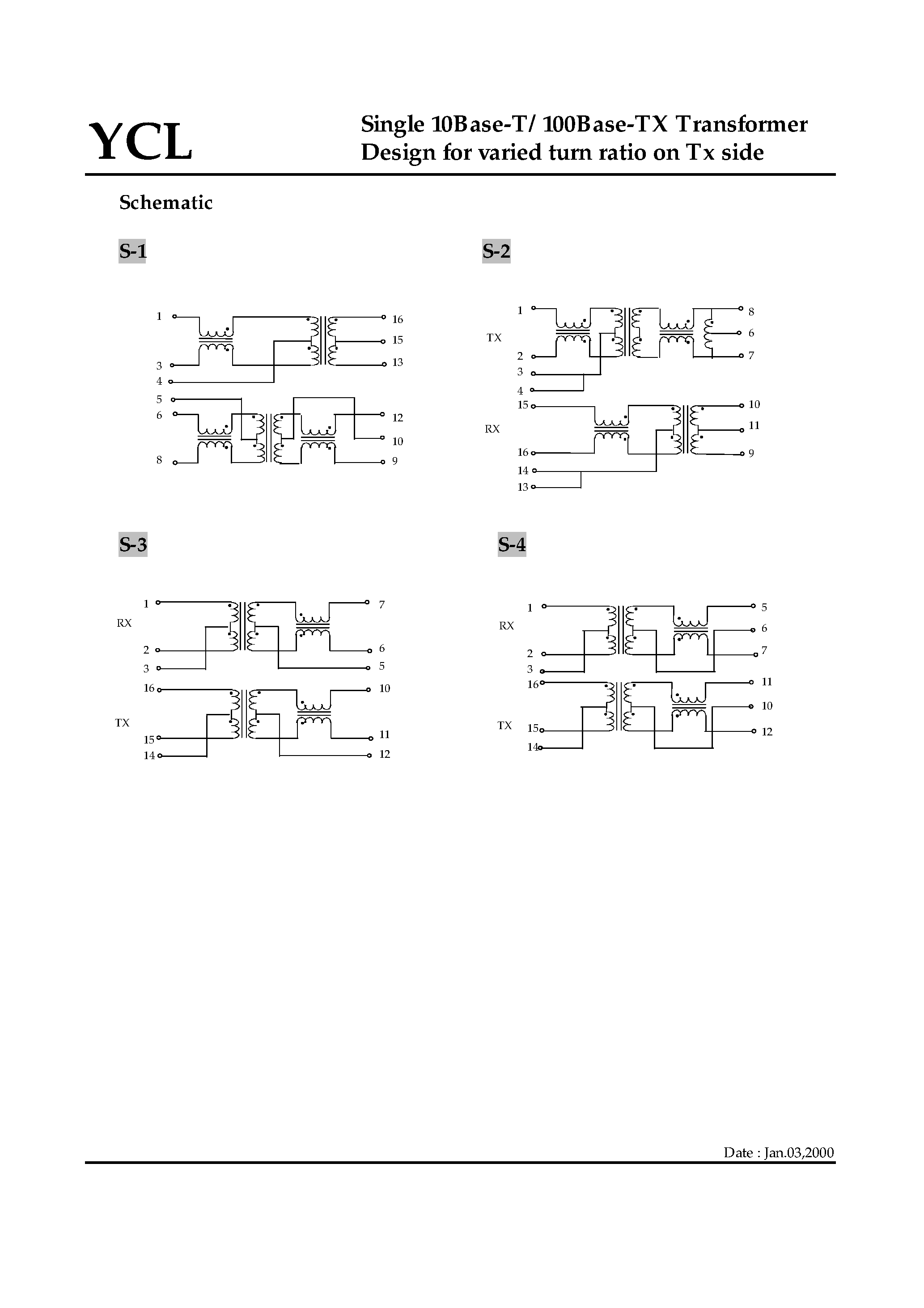 Datasheet PH163003B - Single 10Base-T/100Base-TX Transformer Design page 2