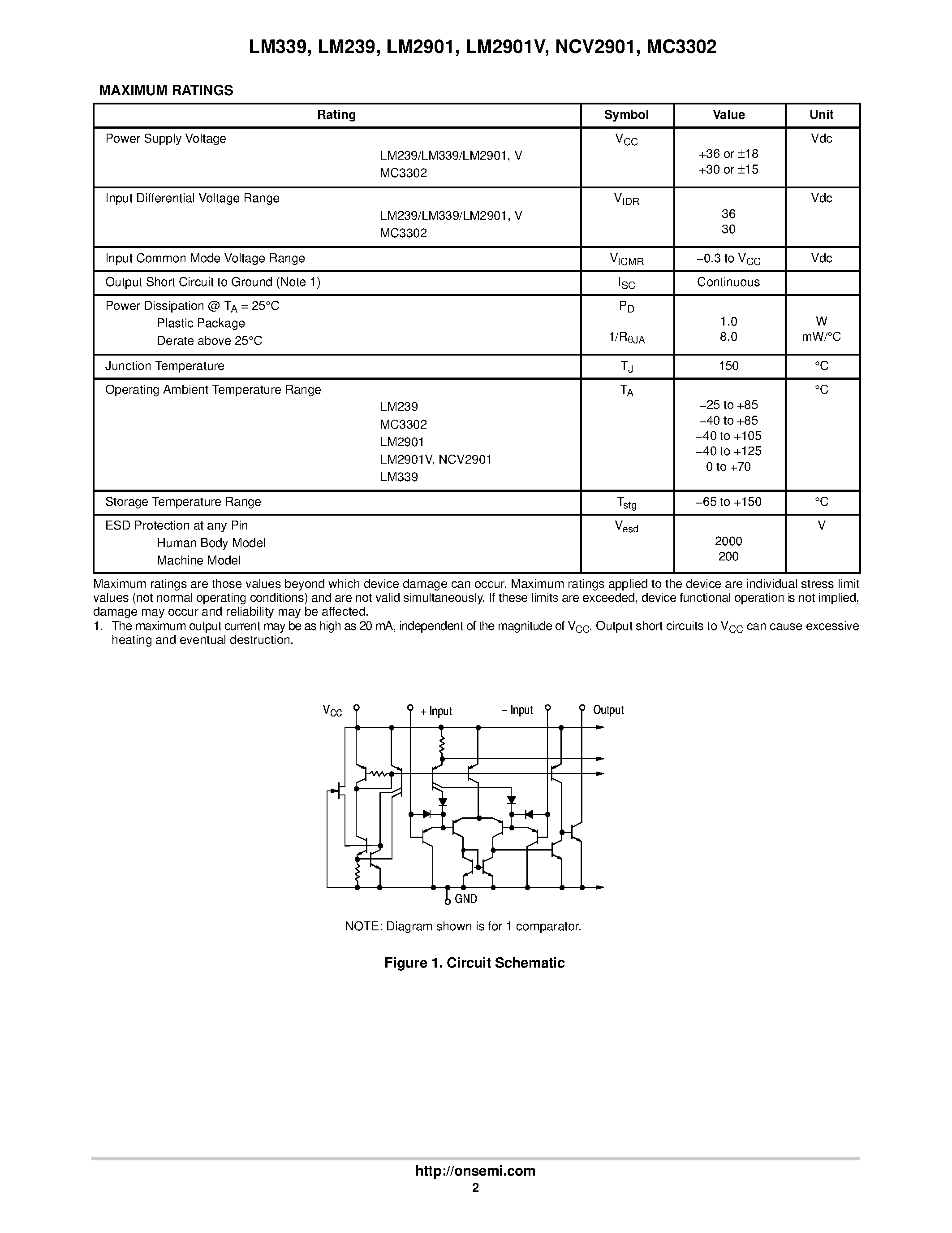 Даташит на микросхему LM339 страница 2 Даташит LM339 - Single Supply Quad Comparators страница 2