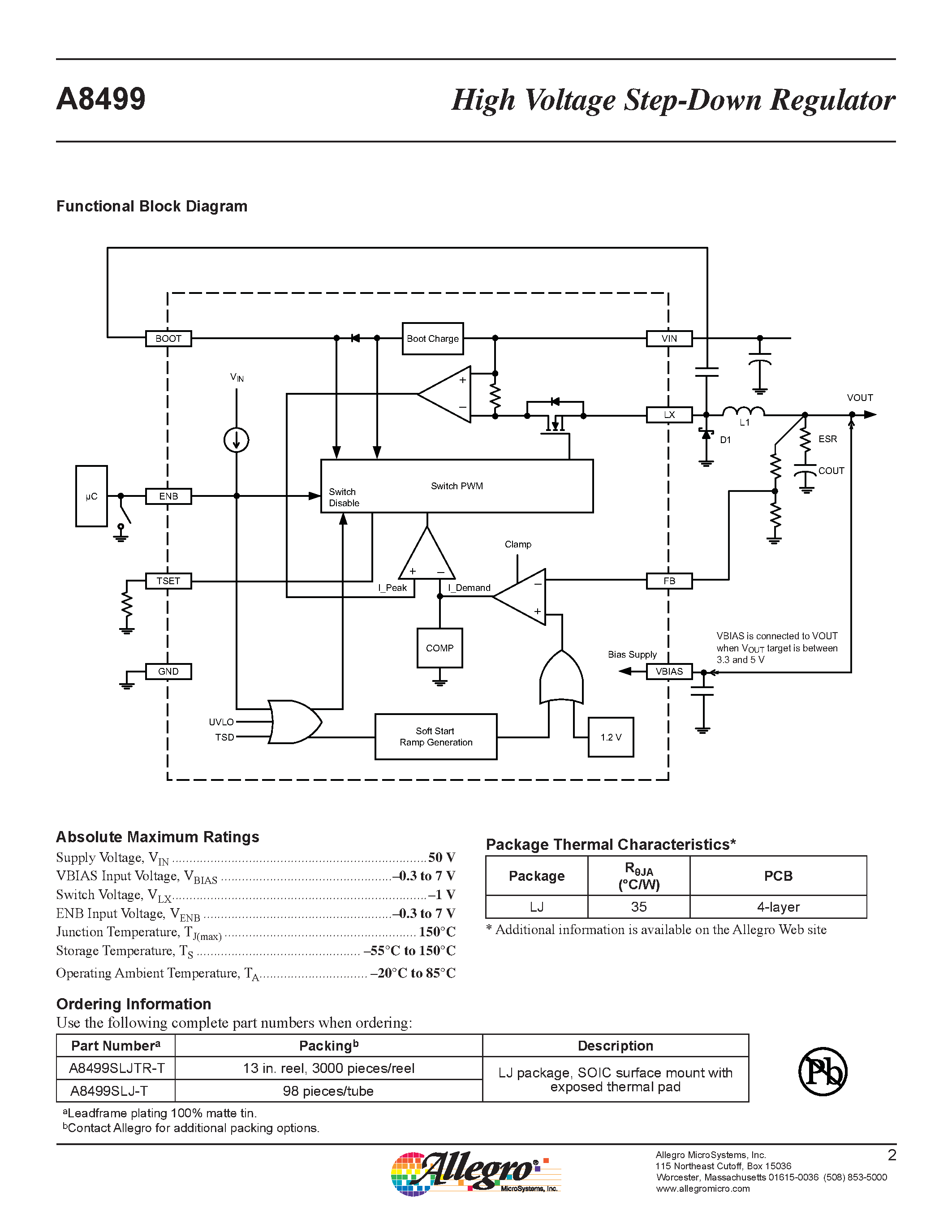 Datasheet A8499 - High Voltage Step-Down Regulator page 2