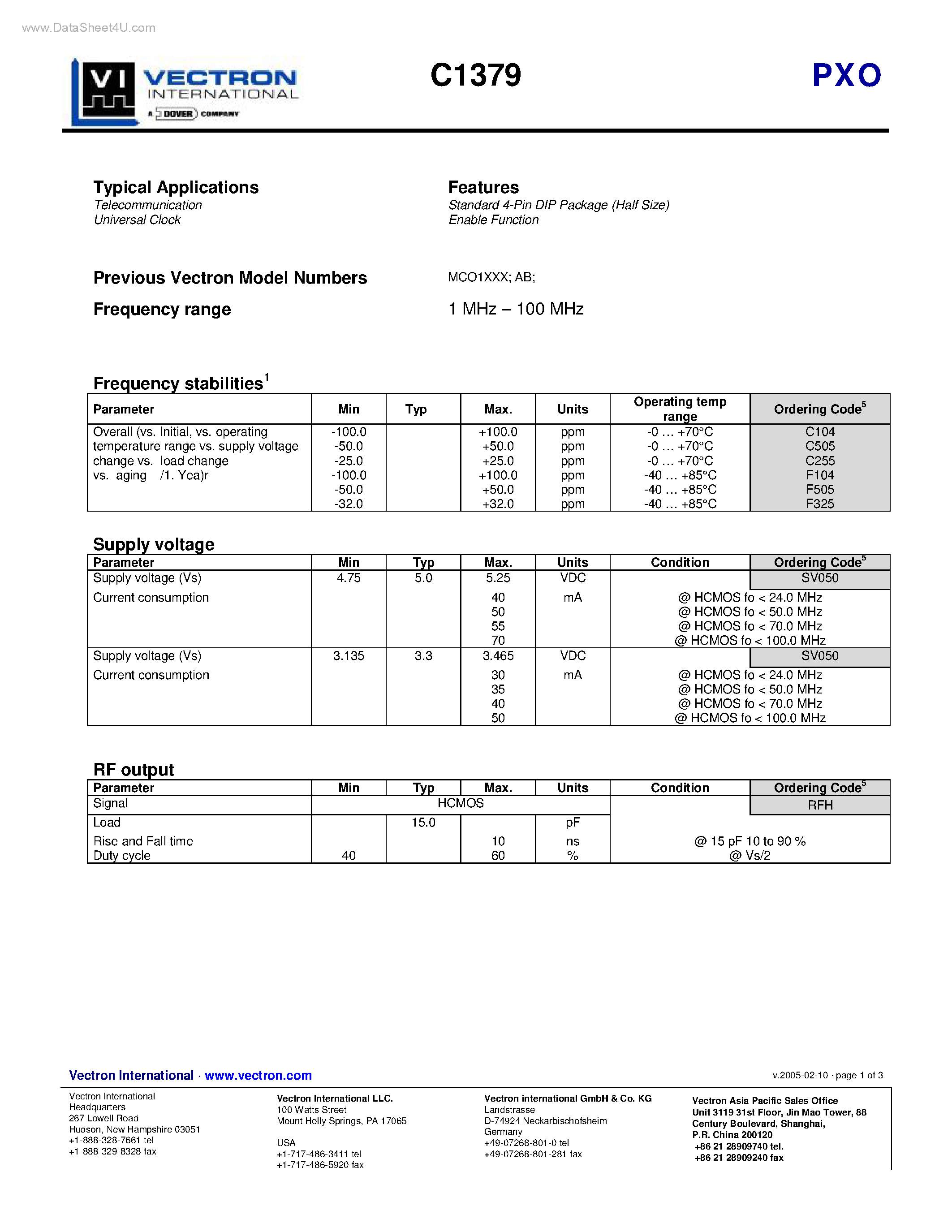 Datasheet C1379 - Standard 4-Pin DIP Package page 1