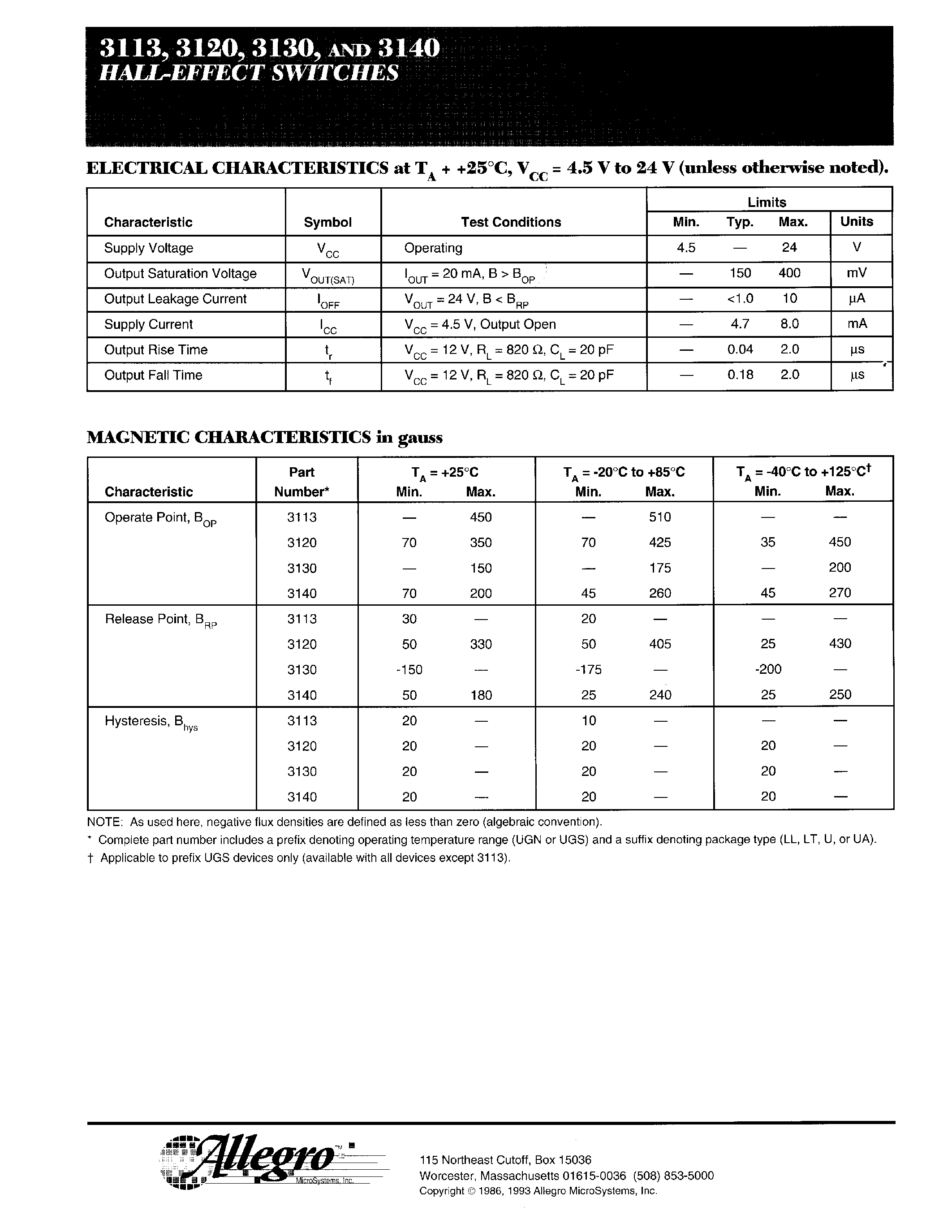 Datasheet 3140 - HALL-EFFECT SWITCHES page 2