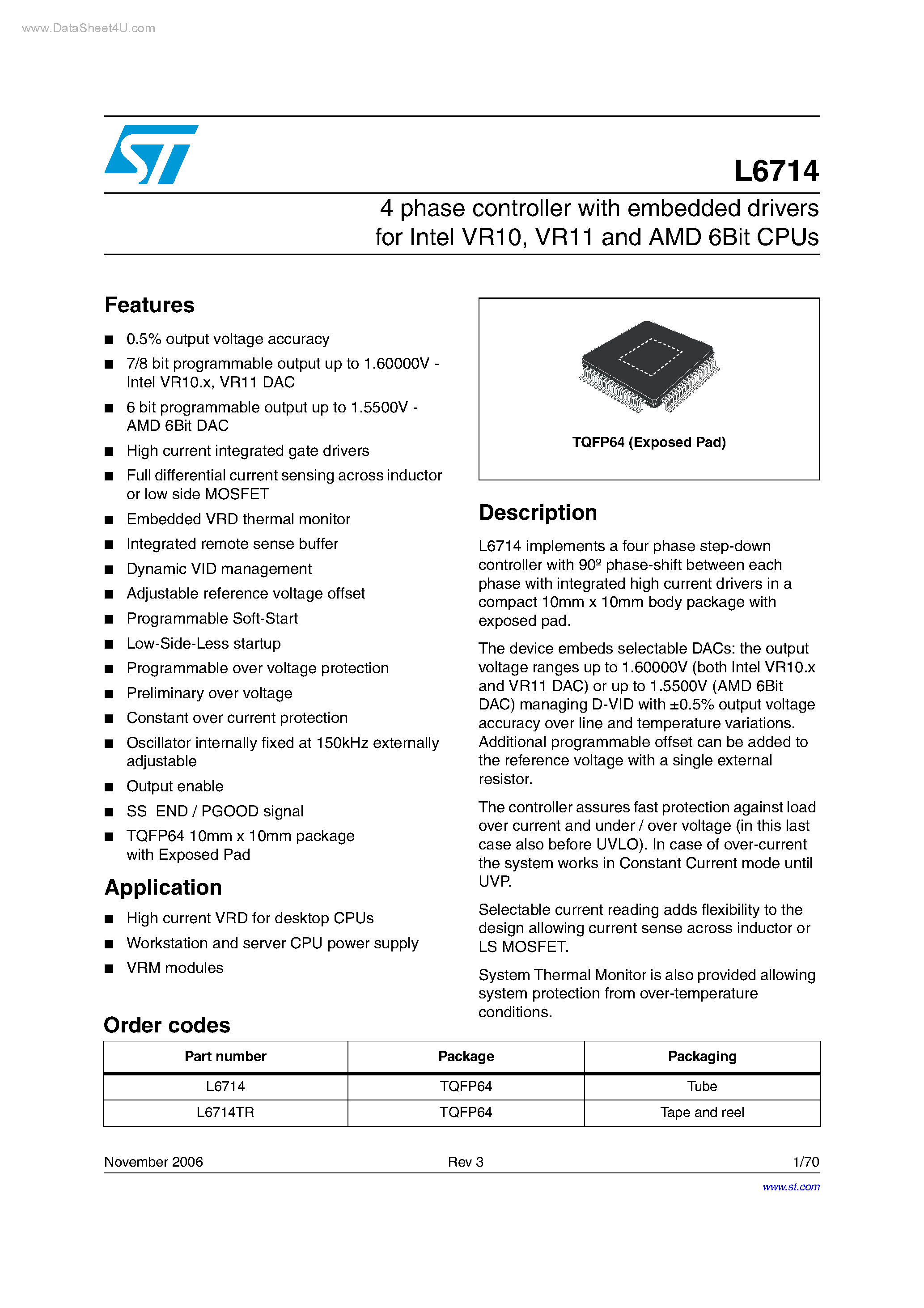 Datasheet L6714 - 4 phase controller page 1