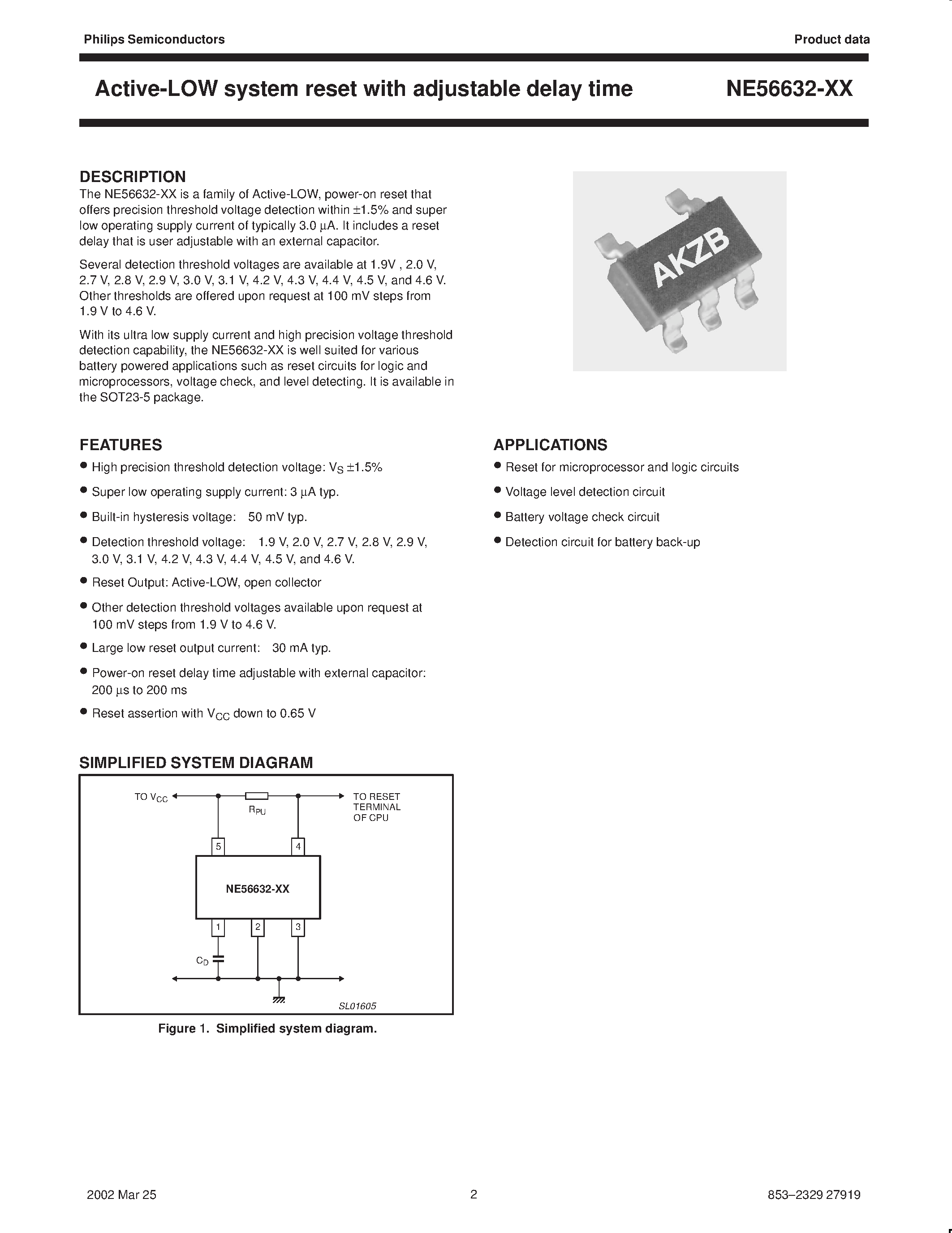 Даташит NE56632-xx - Active-LOW system reset страница 2