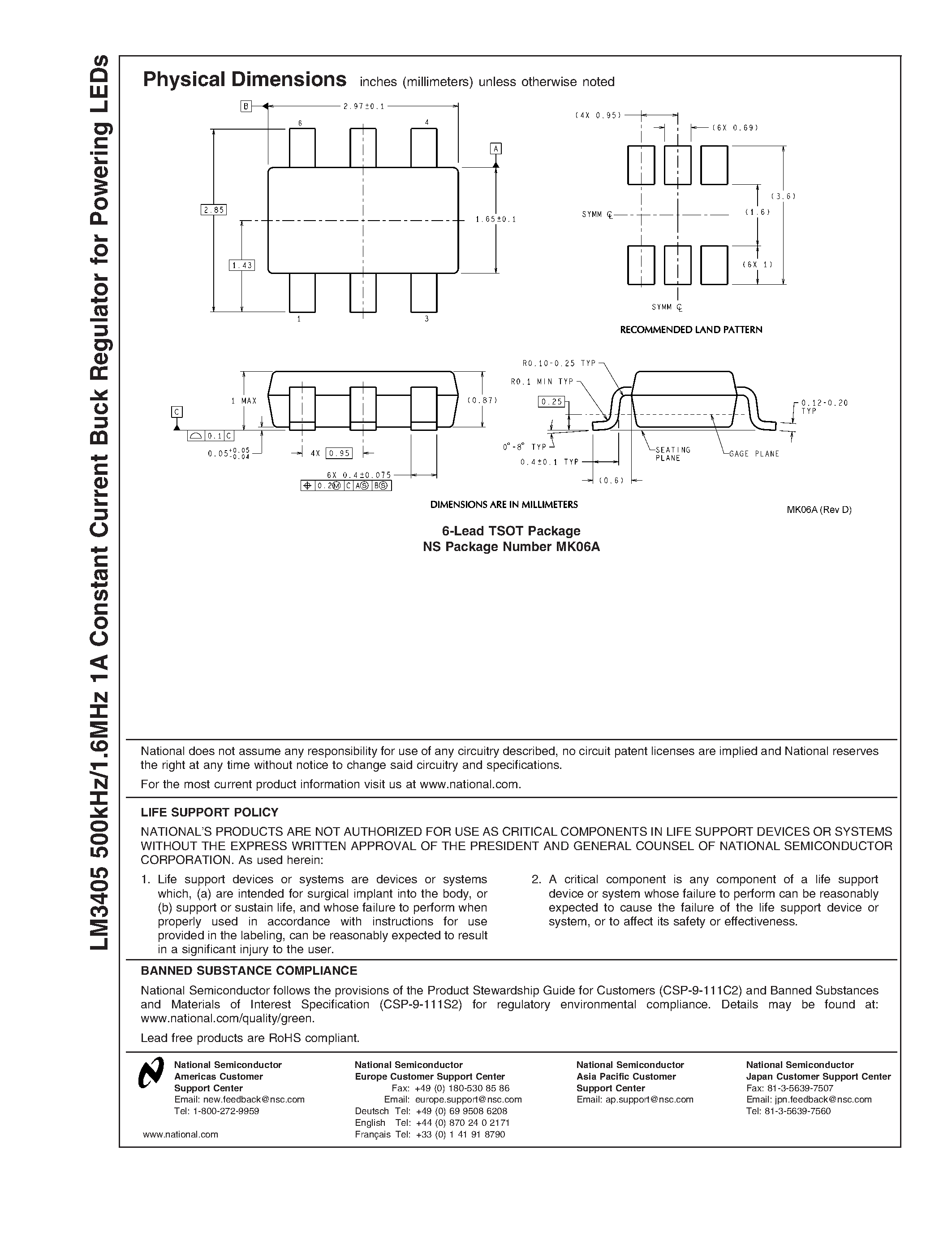 Даташит на микросхему LM3405 страница 2 Даташит LM3405 - 1A Constant Current Buck Regulator страница 2