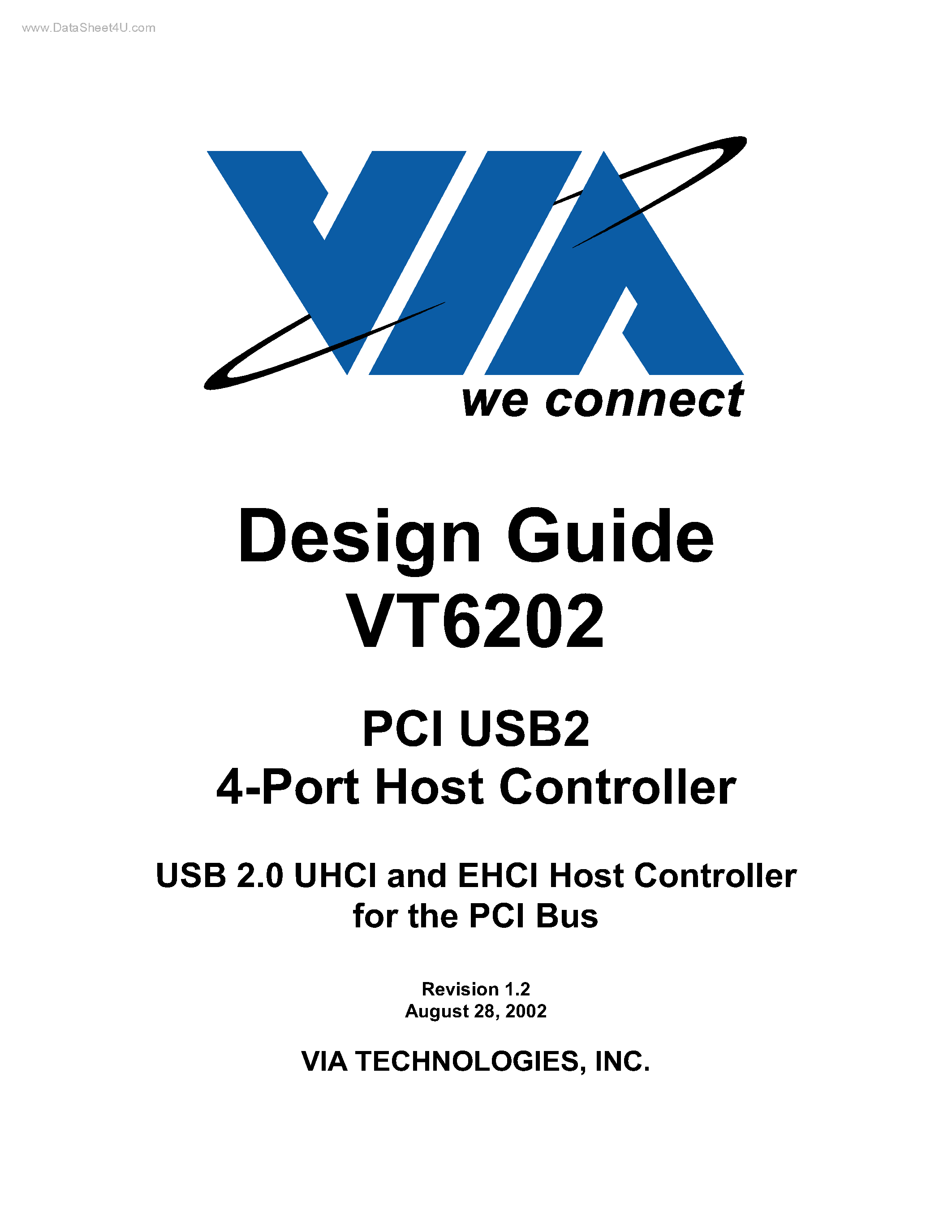 Datasheet VT6202 page 1 Datasheet VT6202 - USB 2.0 UHCI and EHCI Host Controller page 1