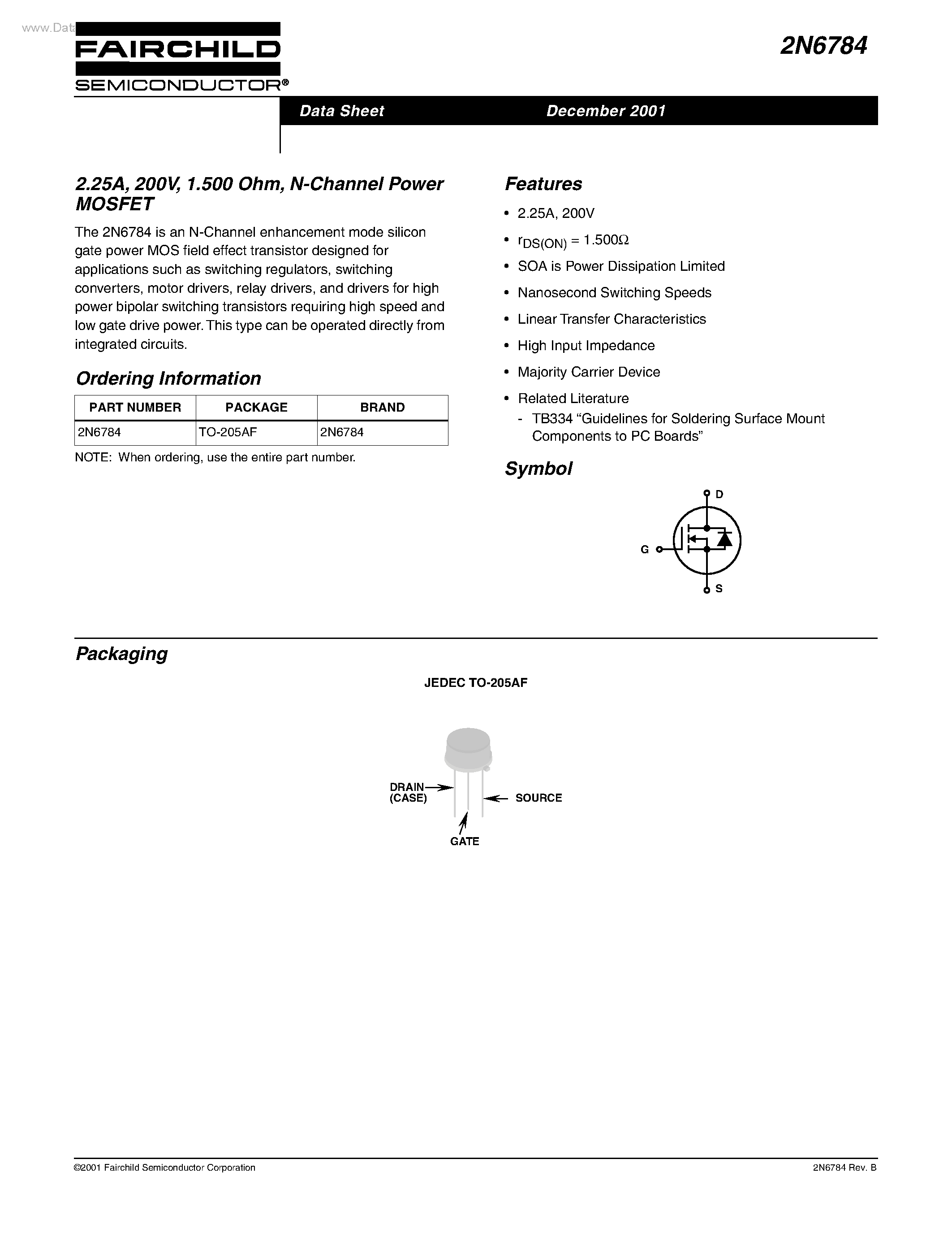 Даташит на микросхему 2N6784 страница 1 Даташит 2N6784 - N-Channel Power MOSFET страница 1