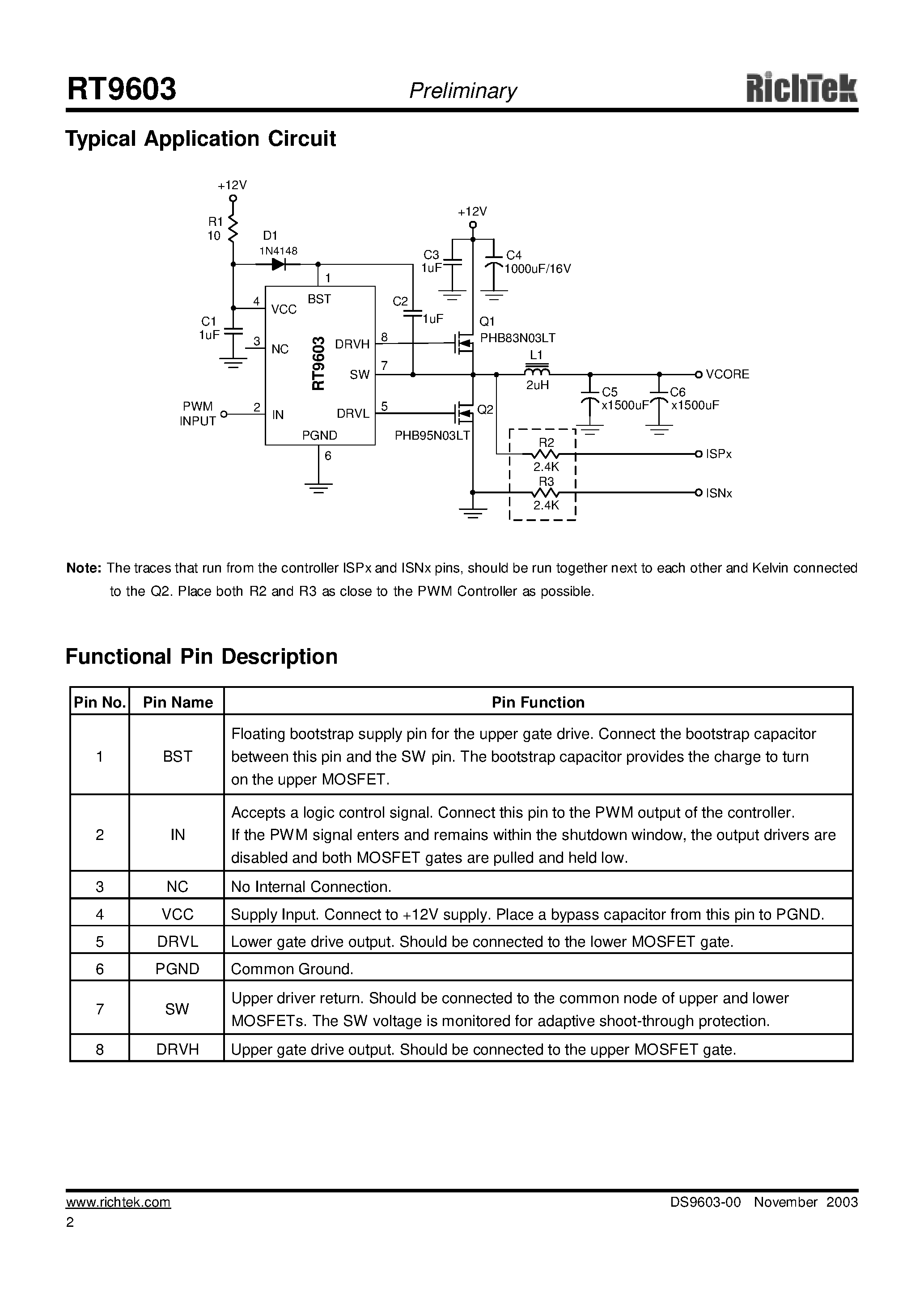 Datasheet RT9603 page 2 Datasheet RT9603 - Synchronous-Rectified Buck MOSFET Drivers page 2