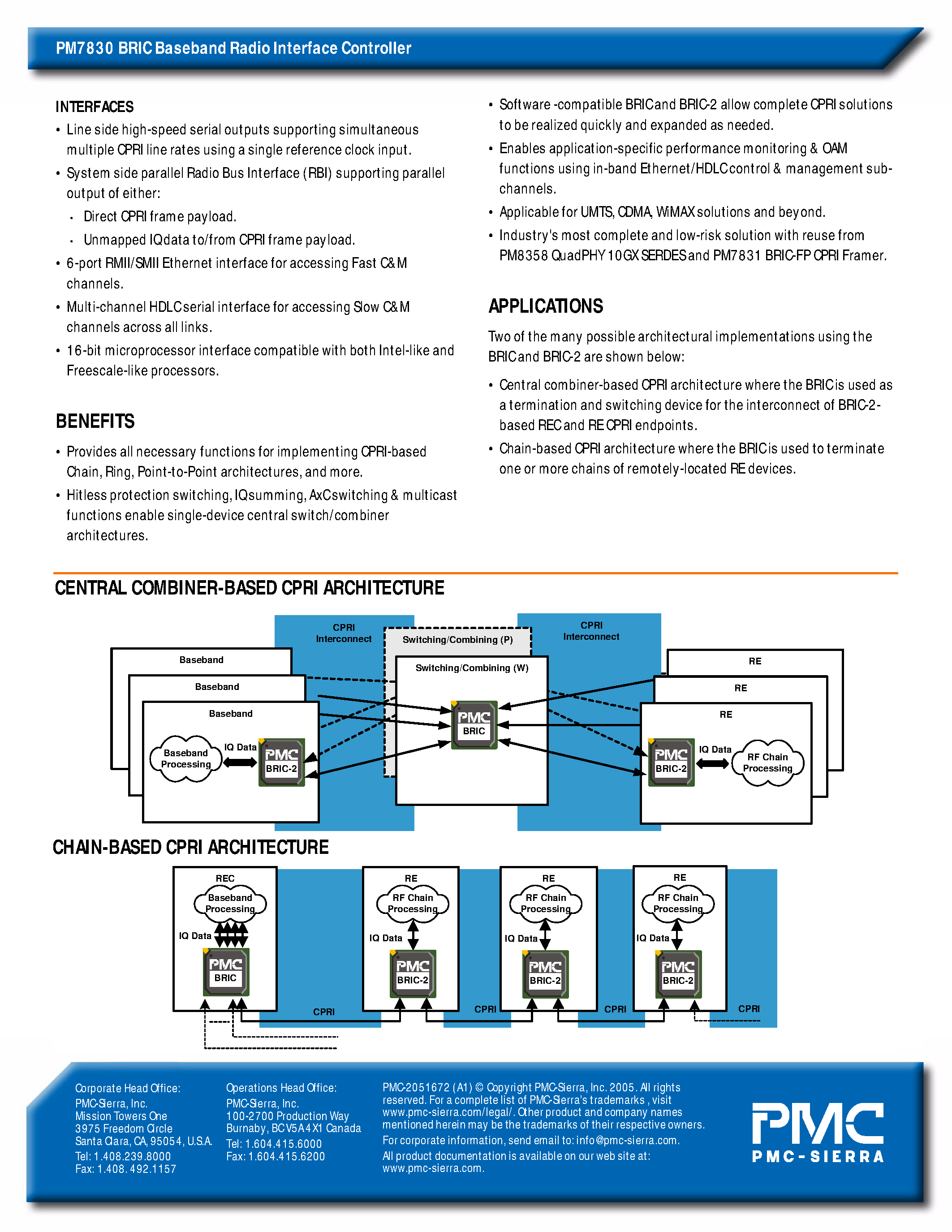 Datasheet PM7830 - BRICTM-6 Baseband Radio Interface Controller page 2