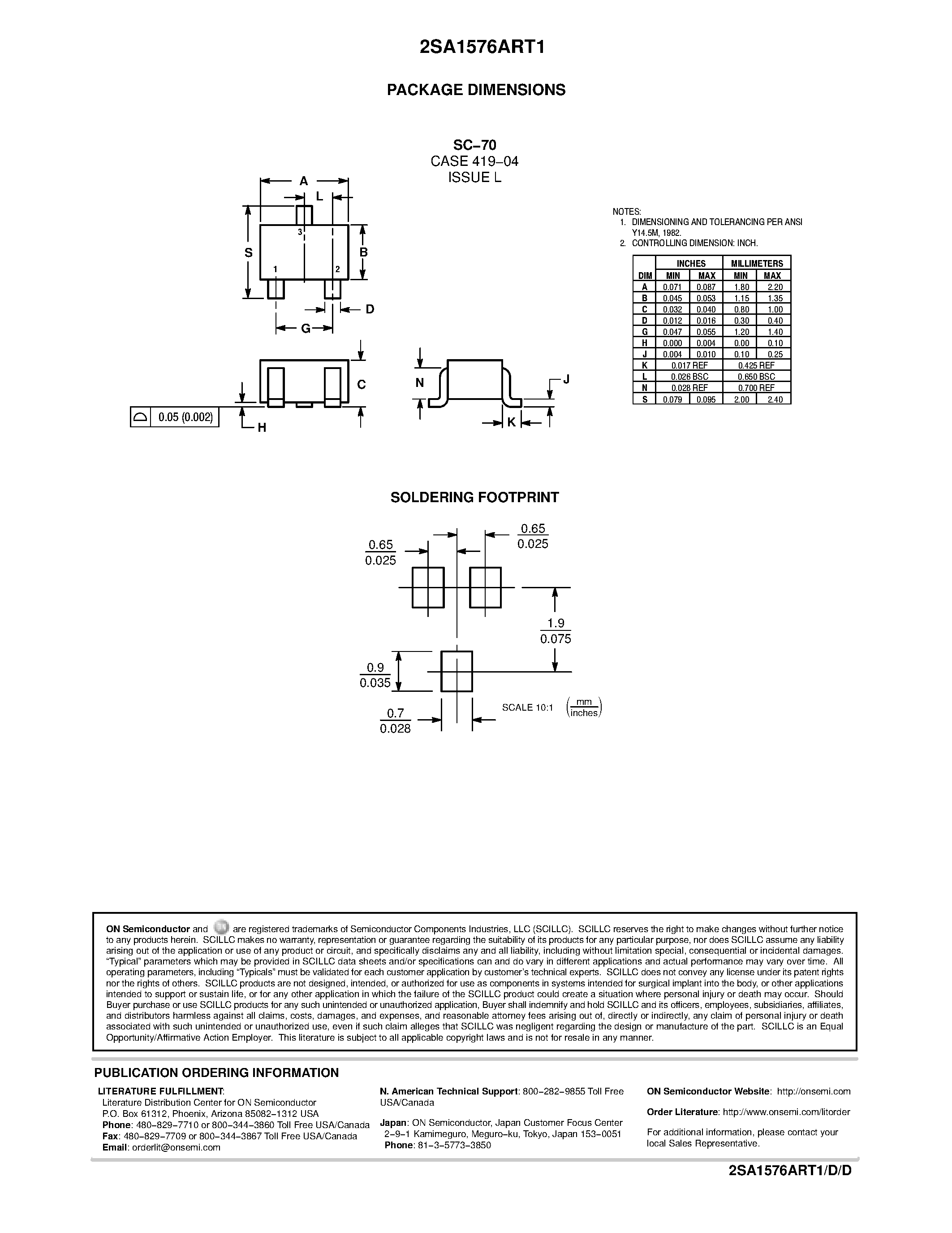 Datasheet 2SA1576ART1 - General Purpose Amplifier Transistors page 2