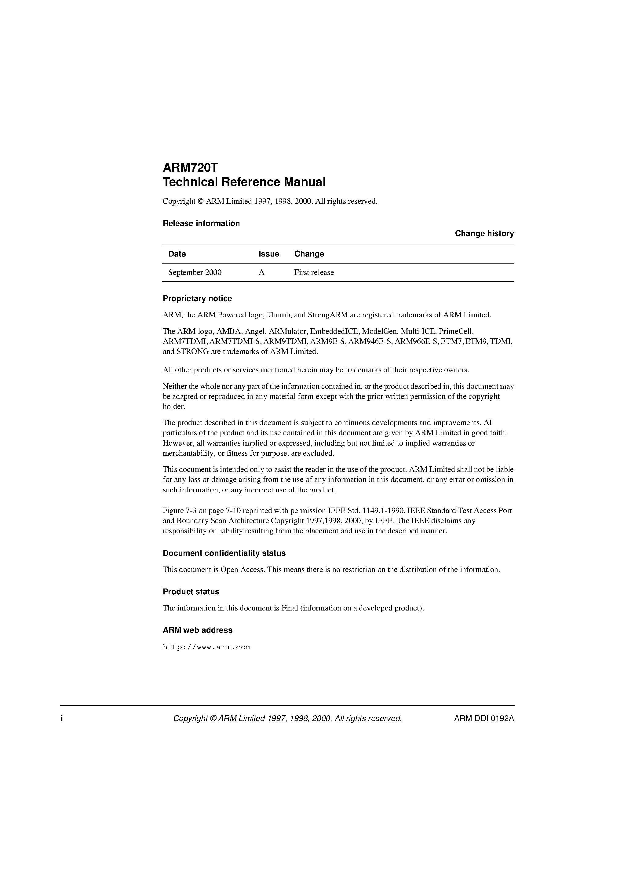 Даташит на микросхему ARM720T страница 2 Даташит ARM720T - General-purpose 32-bit Microprocessor страница 2