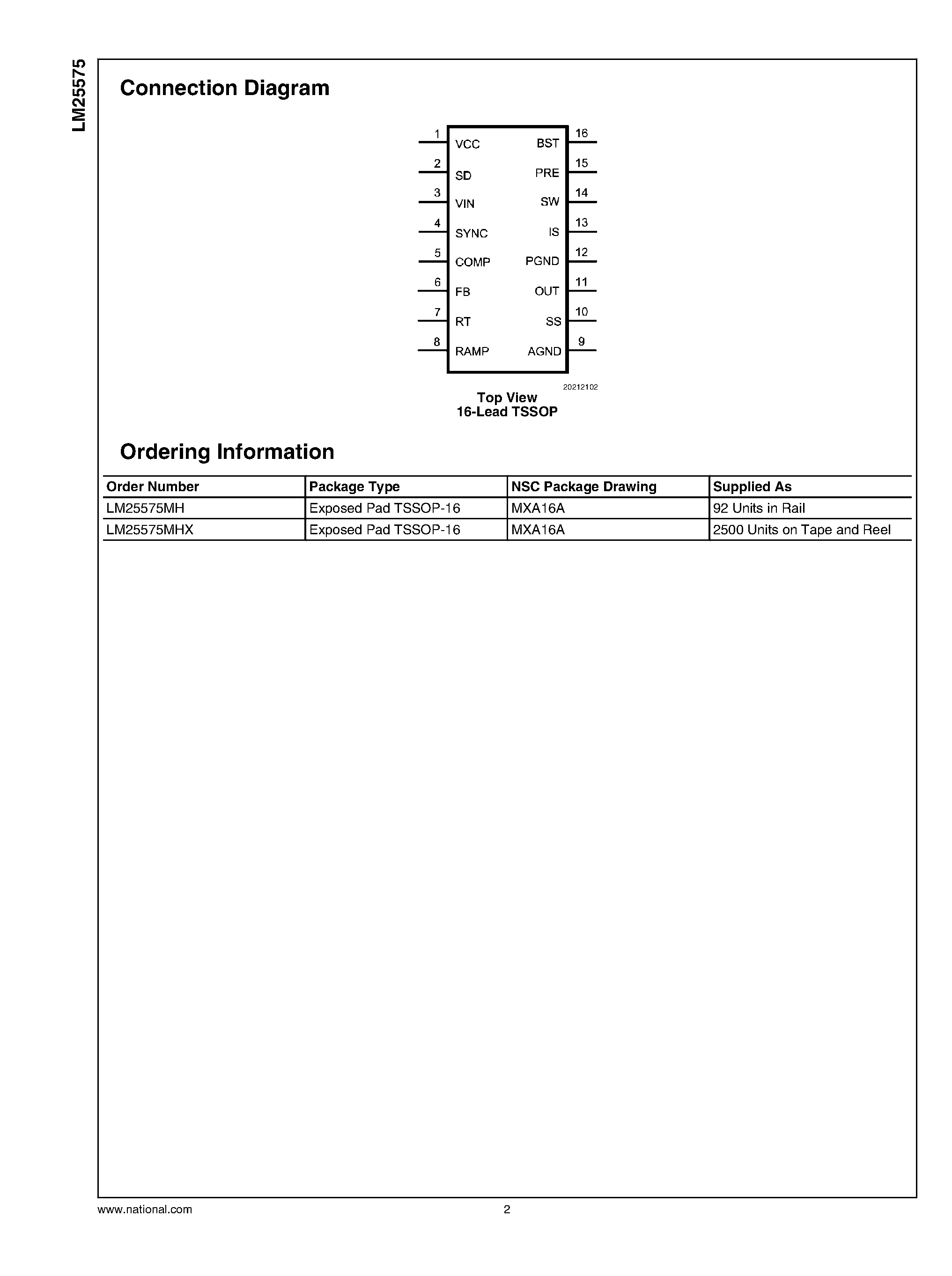 Даташит LM25575 - Step-Down Switching Regulator страница 2
