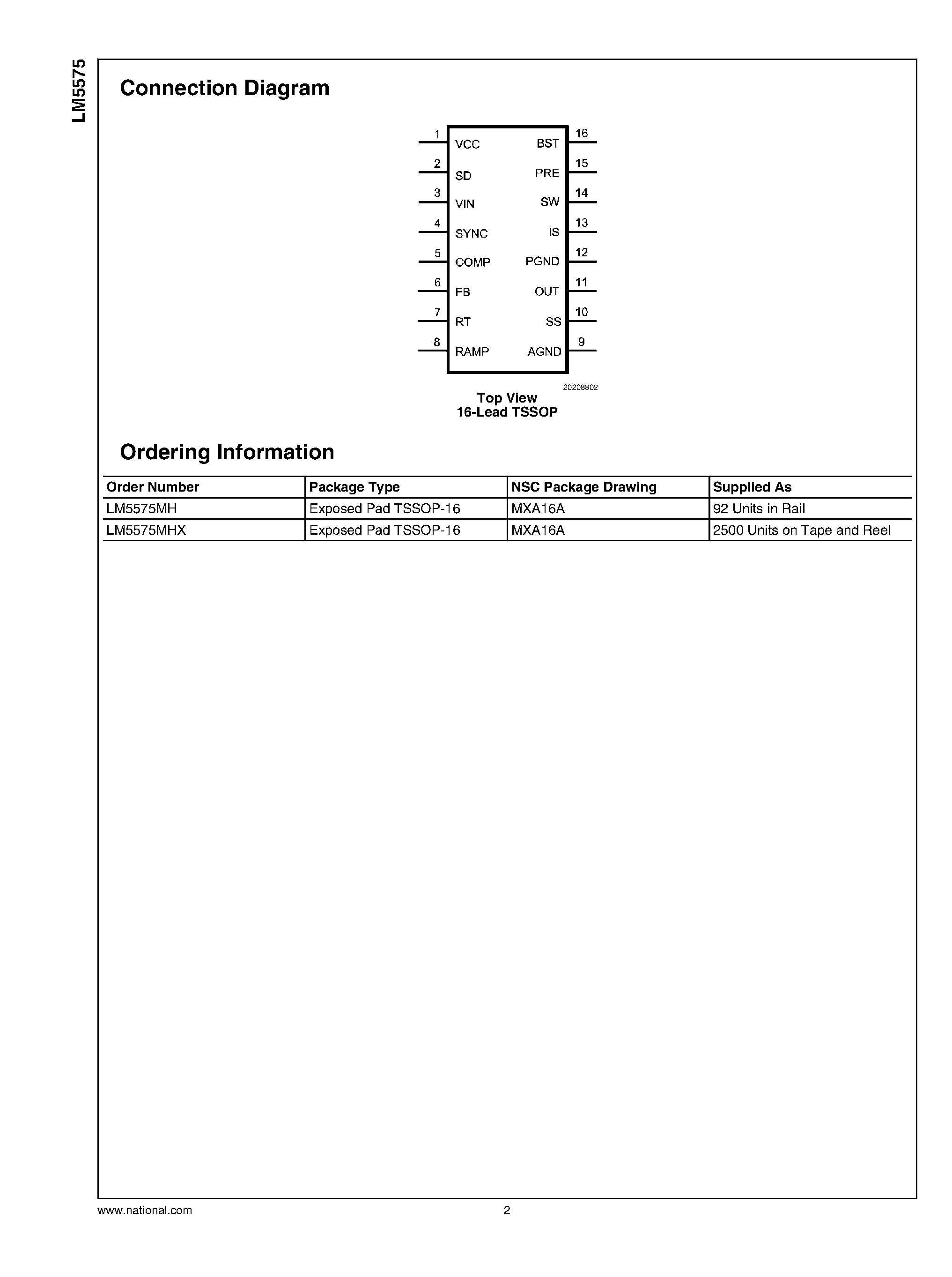Datasheet LM5575 - Step-Down Switching Regulator page 2