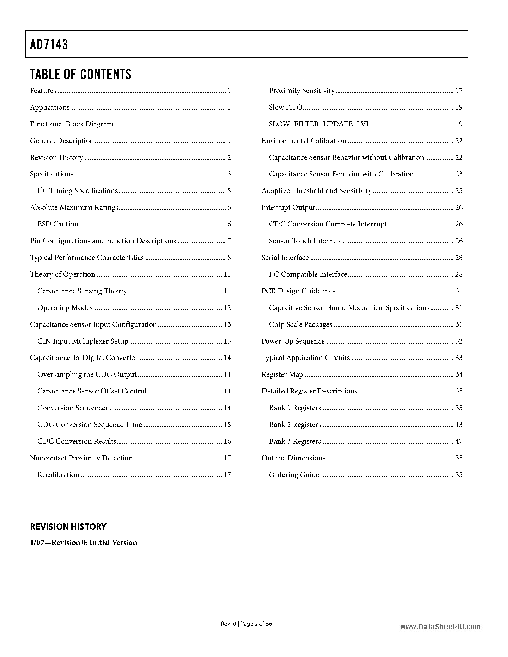 Даташит AD7143 - integrated capacitance-to-digital converter страница 2