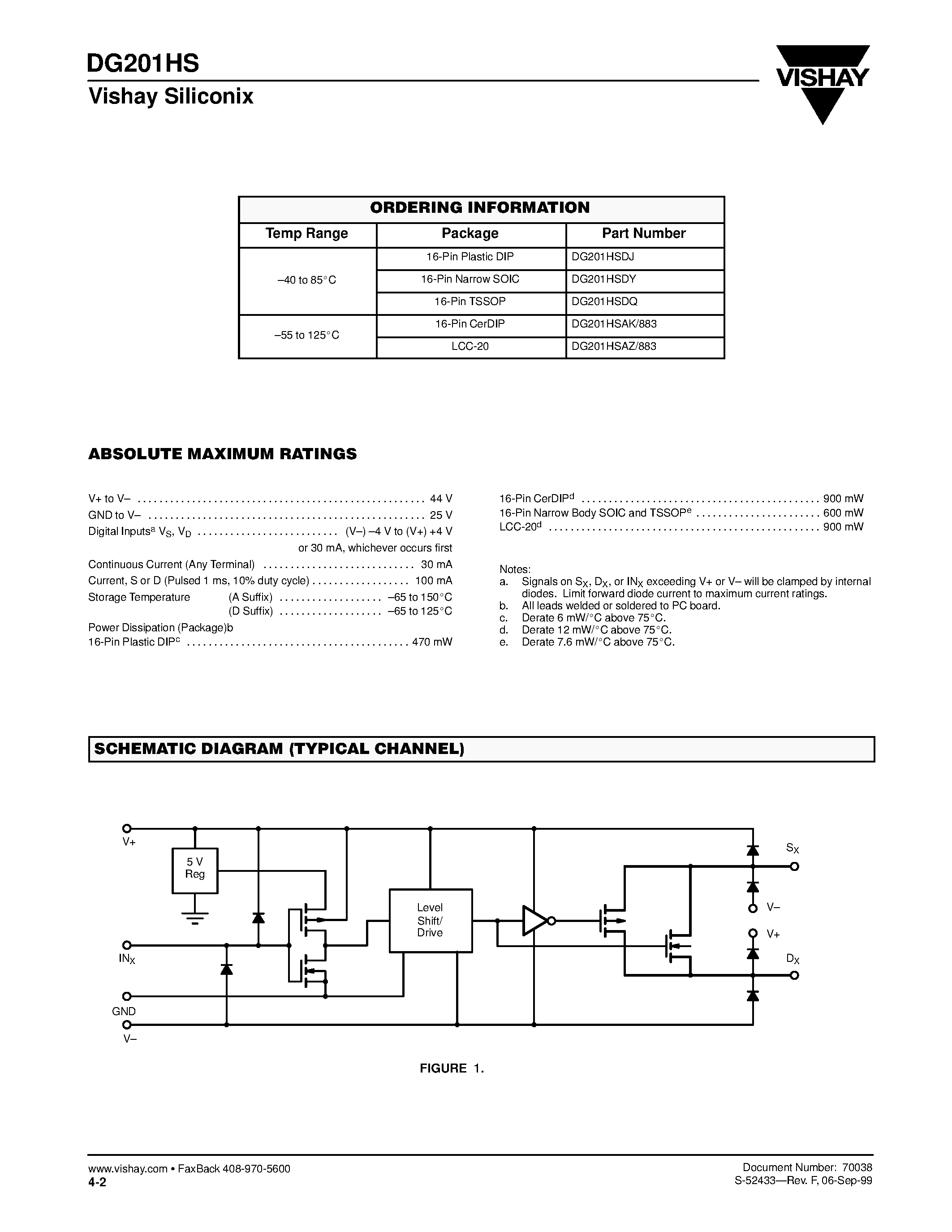 Даташит на микросхему DG201HS страница 2 Даташит DG201HS - High-Speed Quad SPST CMOS Analog Switch страница 2