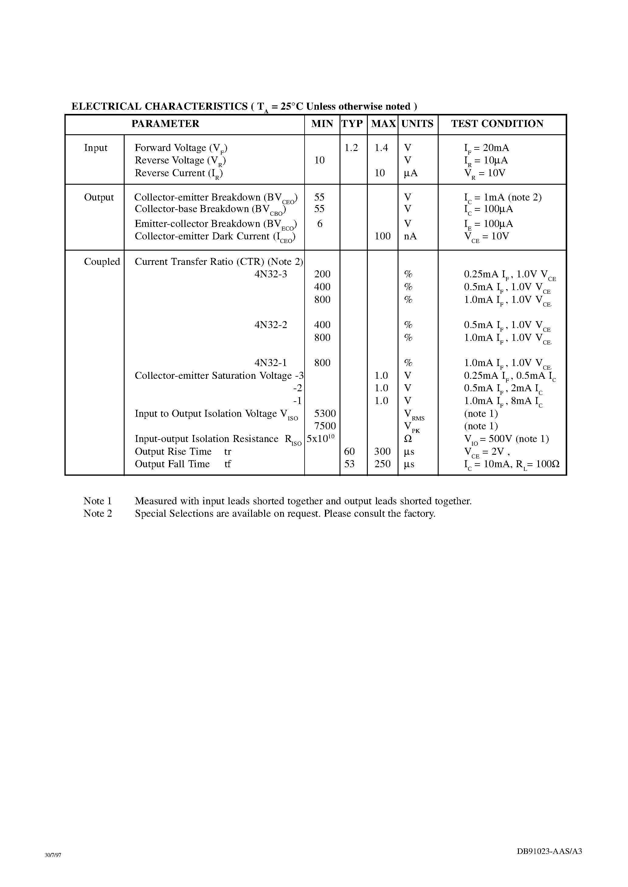 Datasheet 4N32-x page 2 Datasheet 4N32-x - LOW INPUT CURRENT PHOTODARLINGTON OPTICALLY COUPLED ISOLATORS page 2