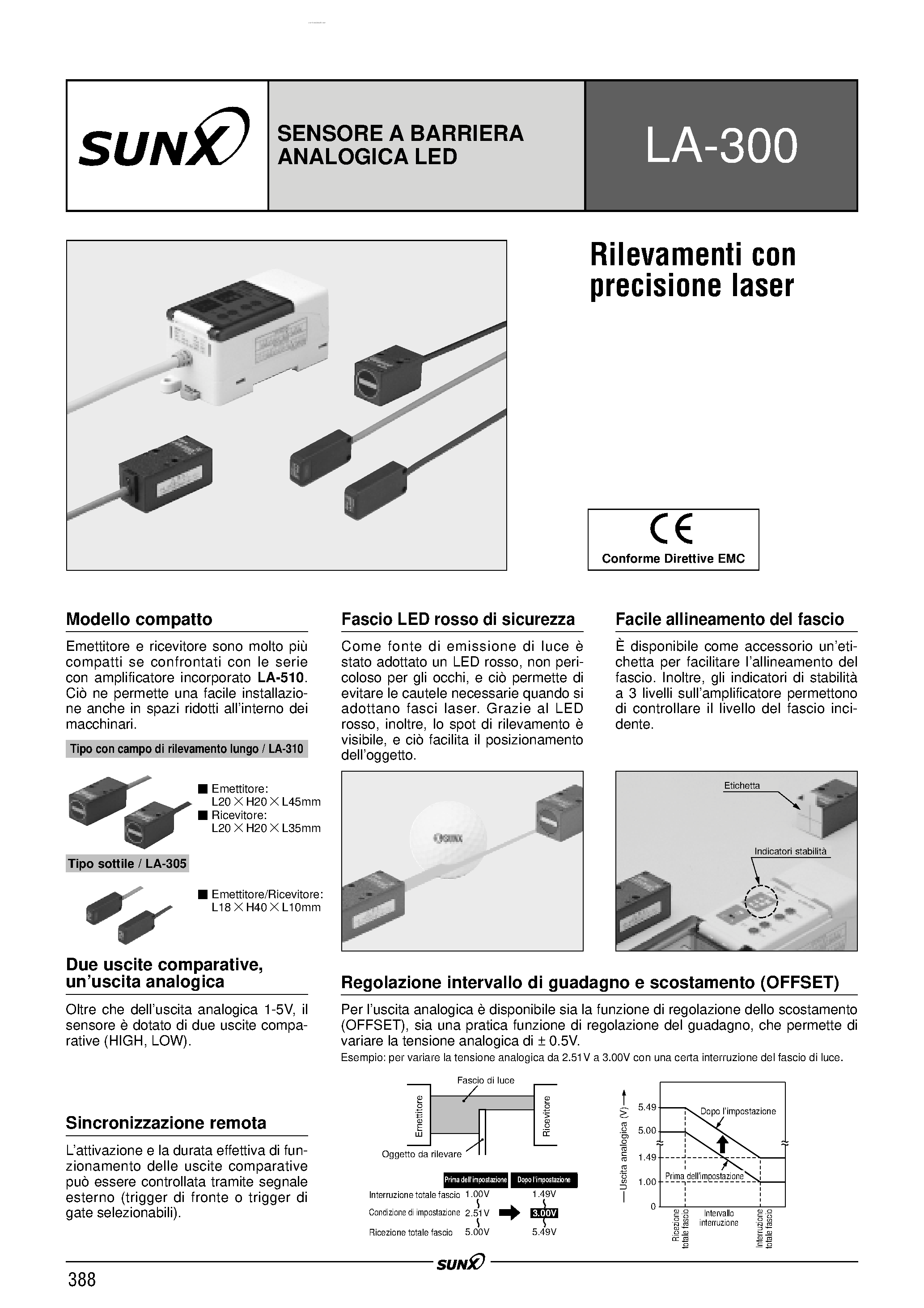 Datasheet LA-300 - SENSORE A BARRIERA ANALOGICA LED page 1