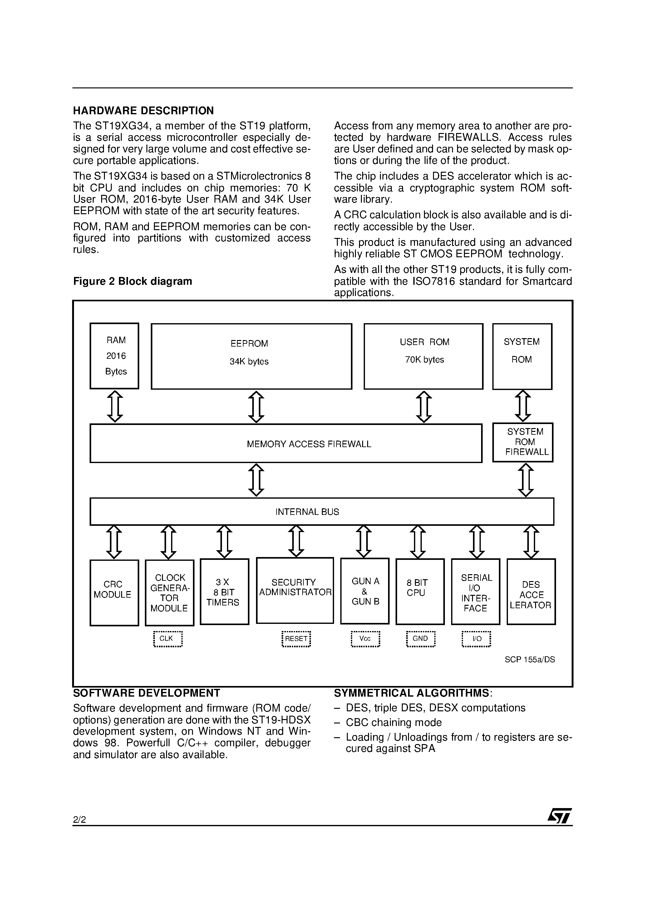 Datasheet ST19XG34 - Smartcard MCU page 2