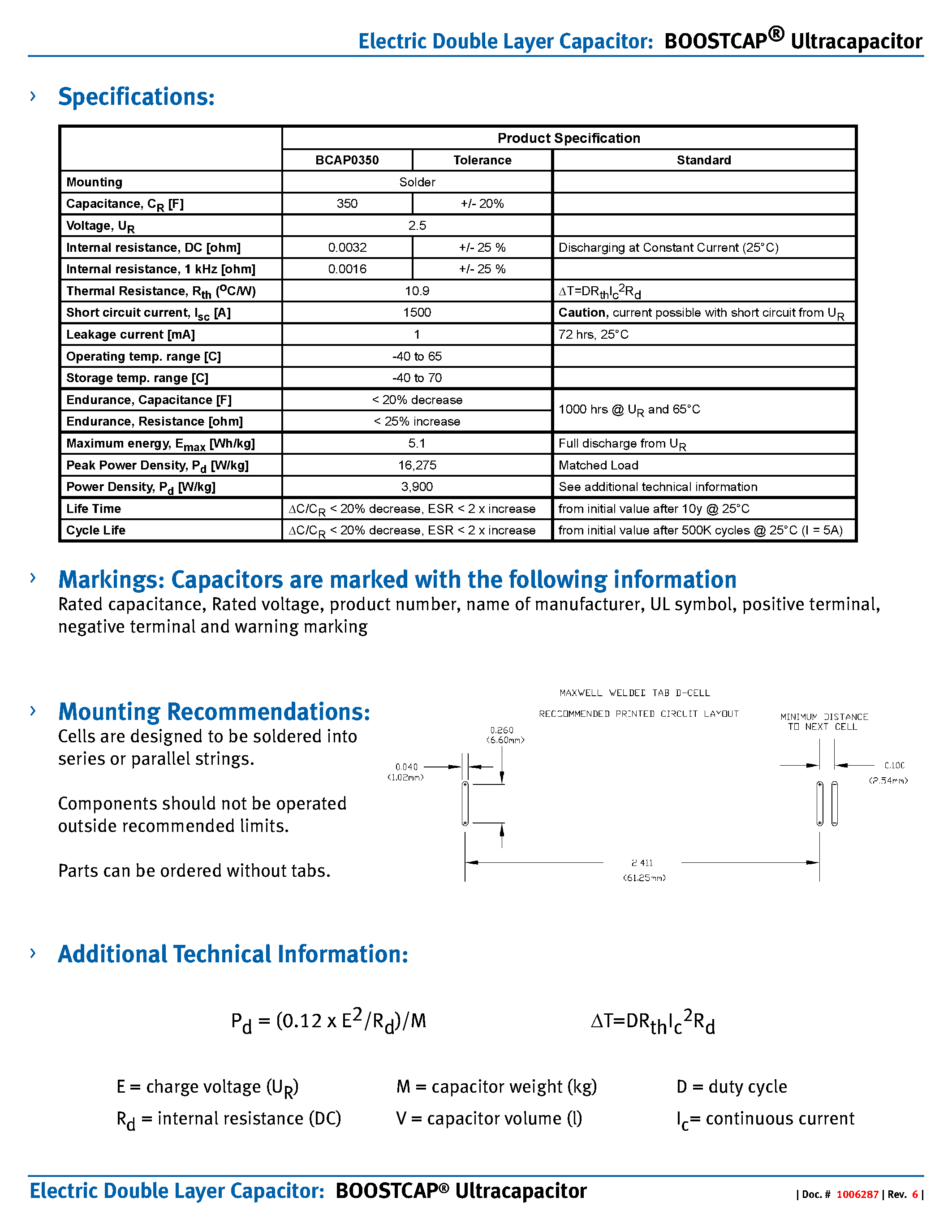 Даташит BCAP0350 - Electric Double Layer Capacitor Round страница 2