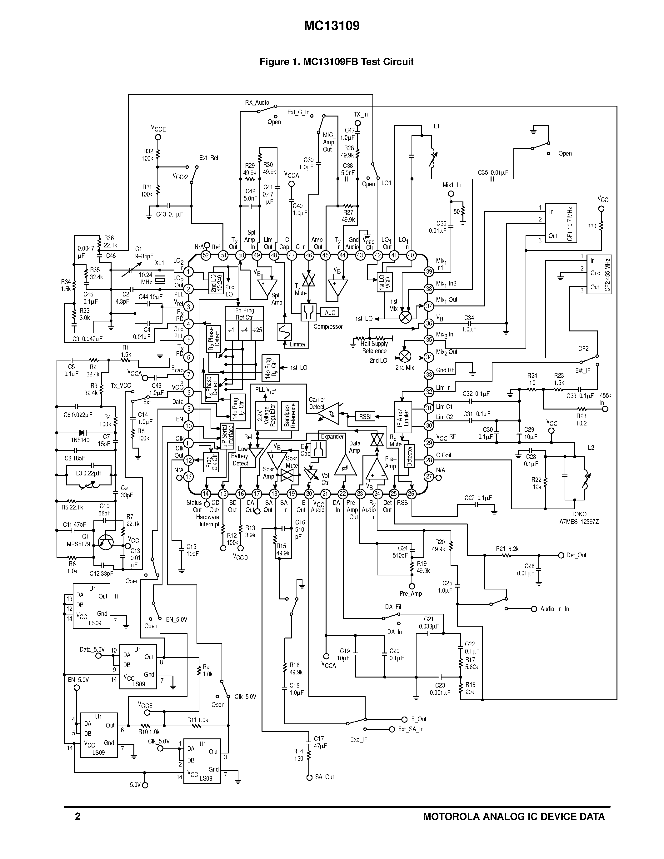 Datasheet MC13109 page 2 Datasheet MC13109 - Universal Cordless Telephone Subsystem IC page 2