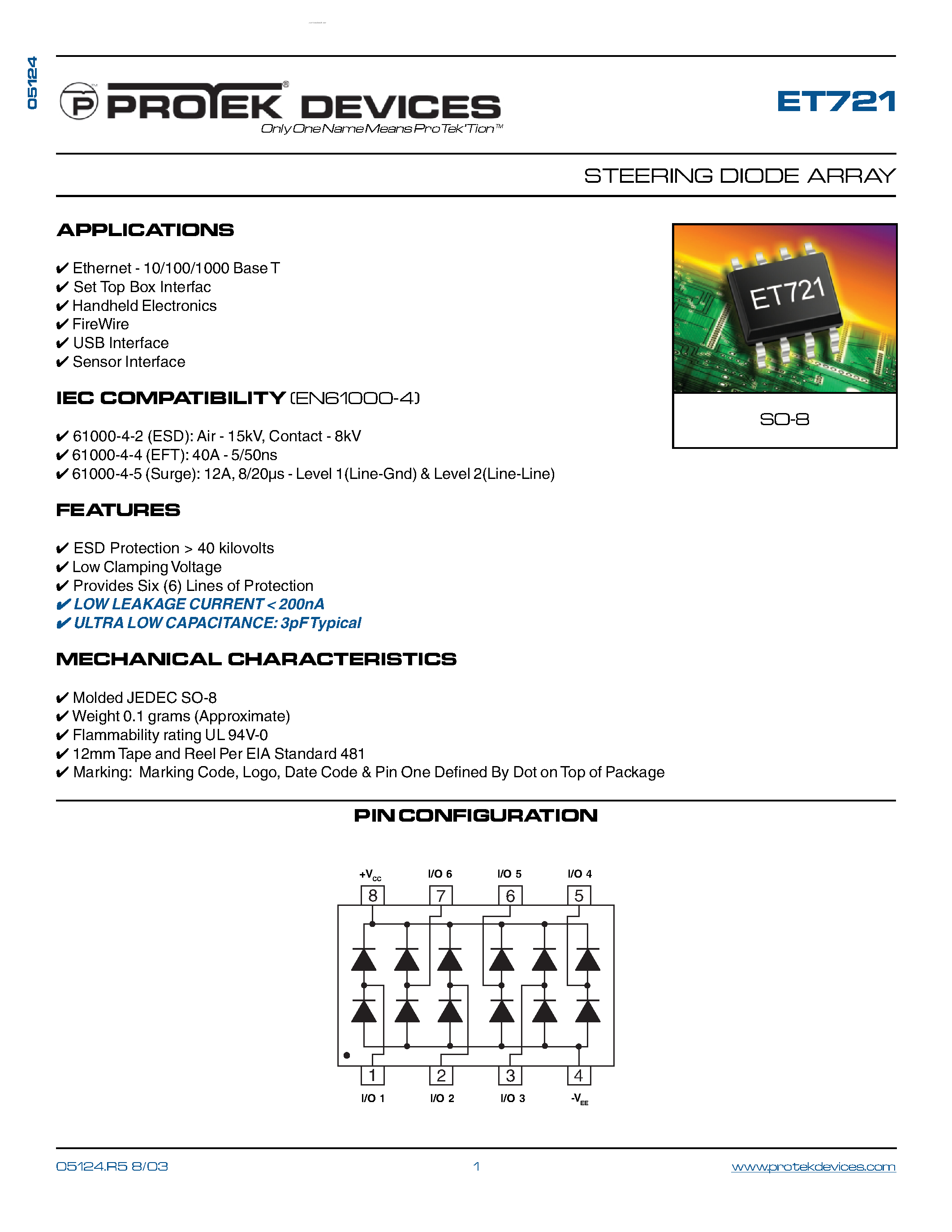 Даташит ET721 - STEERING DIODE ARRAY страница 1