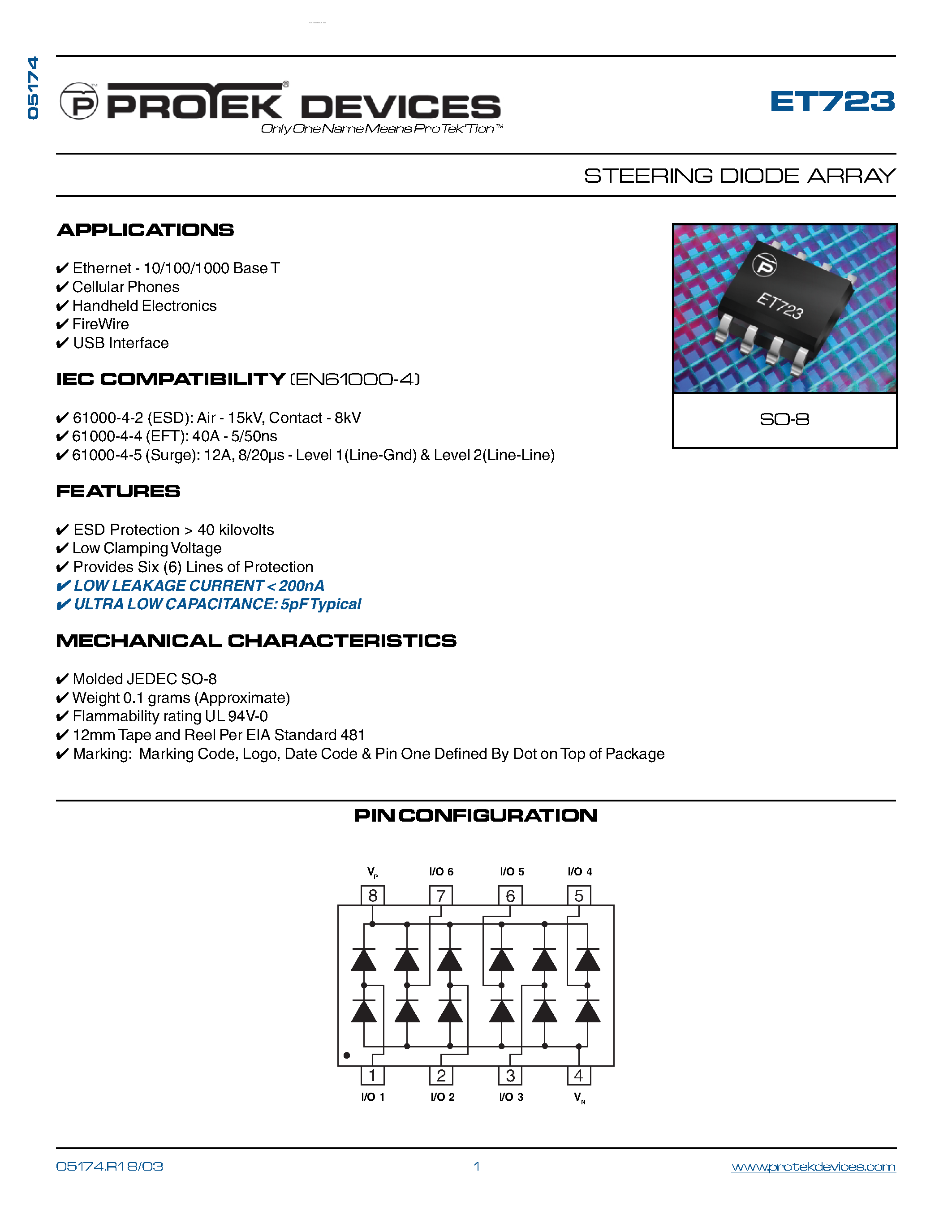 Даташит ET723 - STEERING DIODE ARRAY страница 1