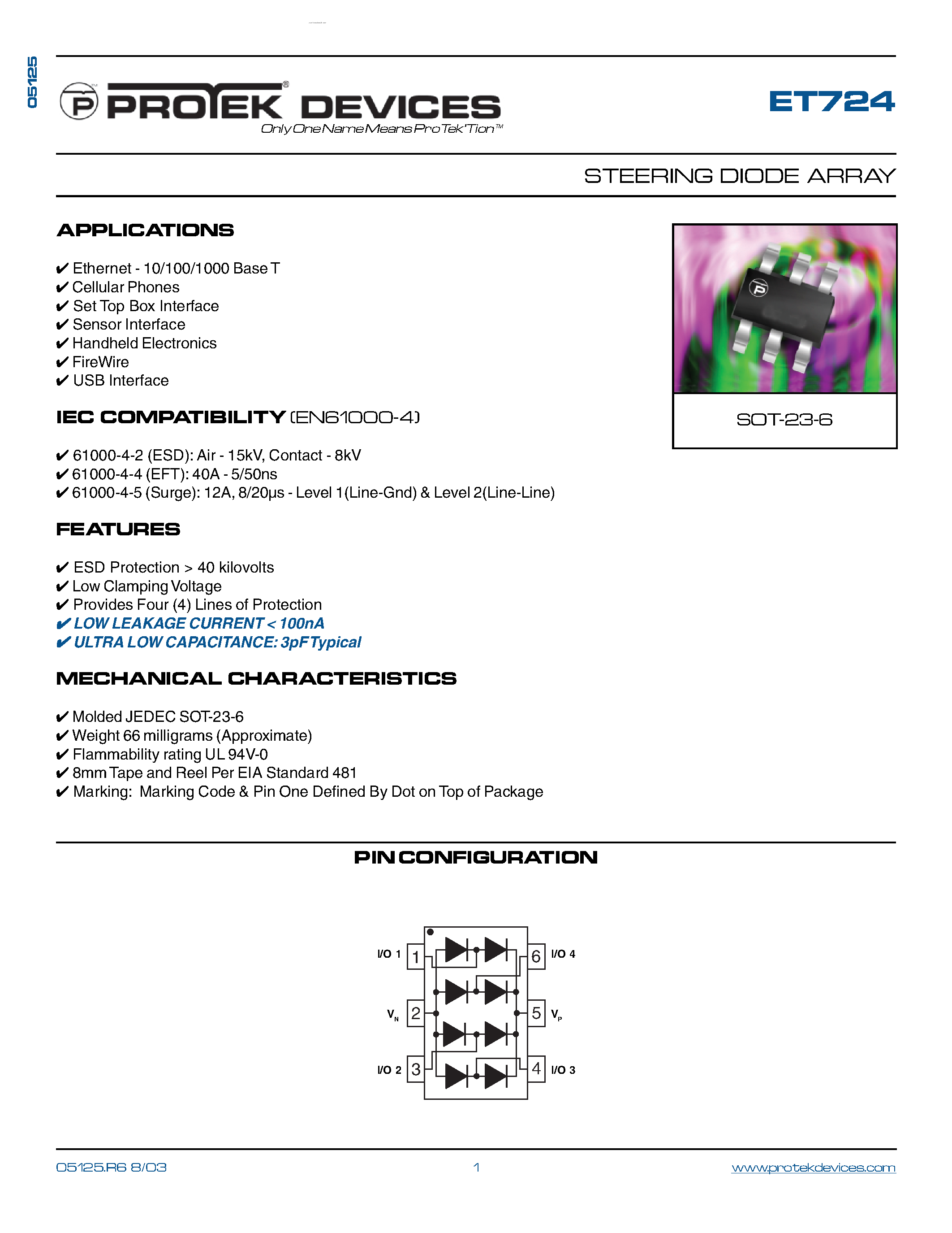 Даташит ET724 - STEERING DIODE ARRAY страница 1