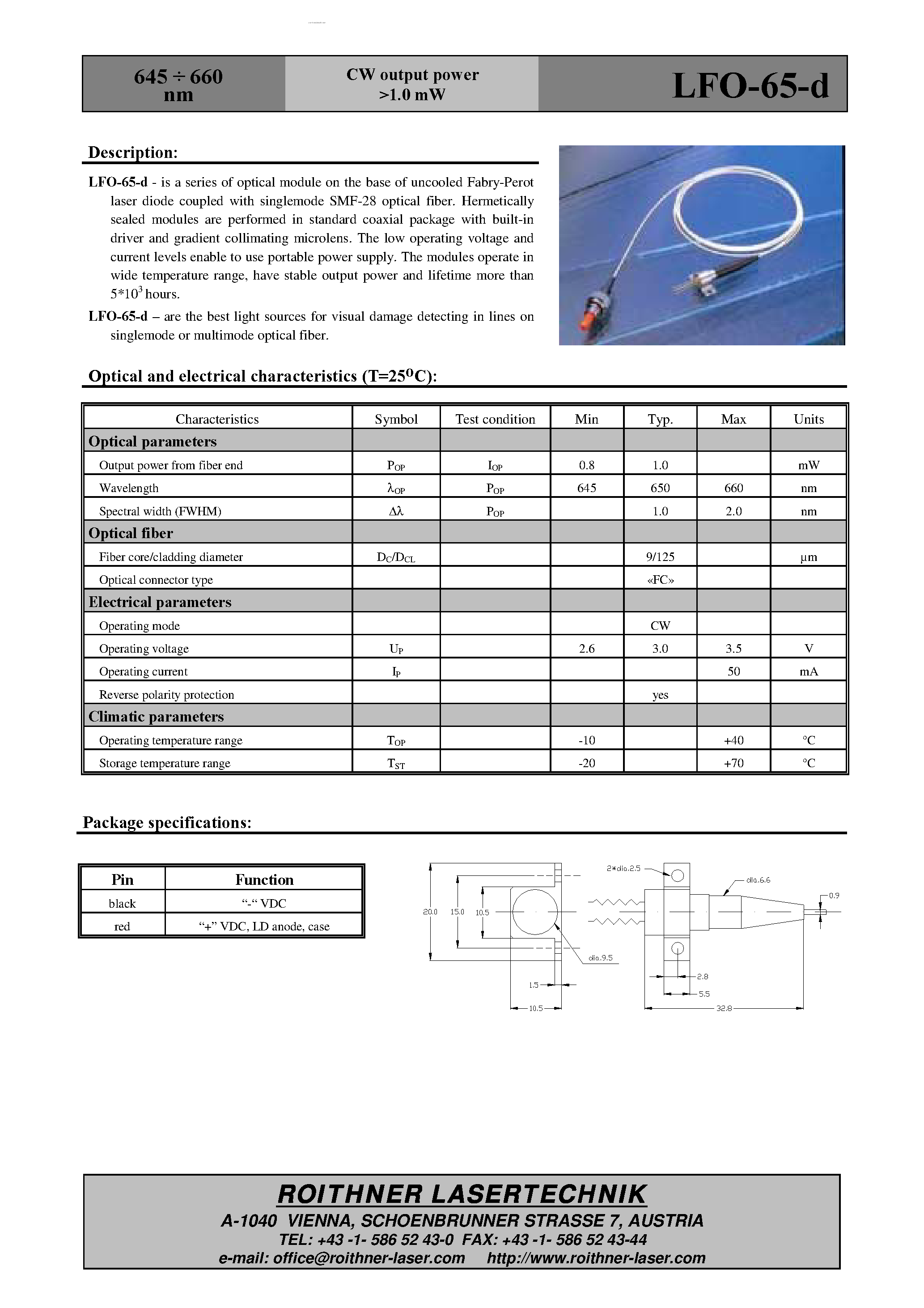 Datasheet LFO-65-D page 1 Datasheet LFO-65-D - CW output power page 1