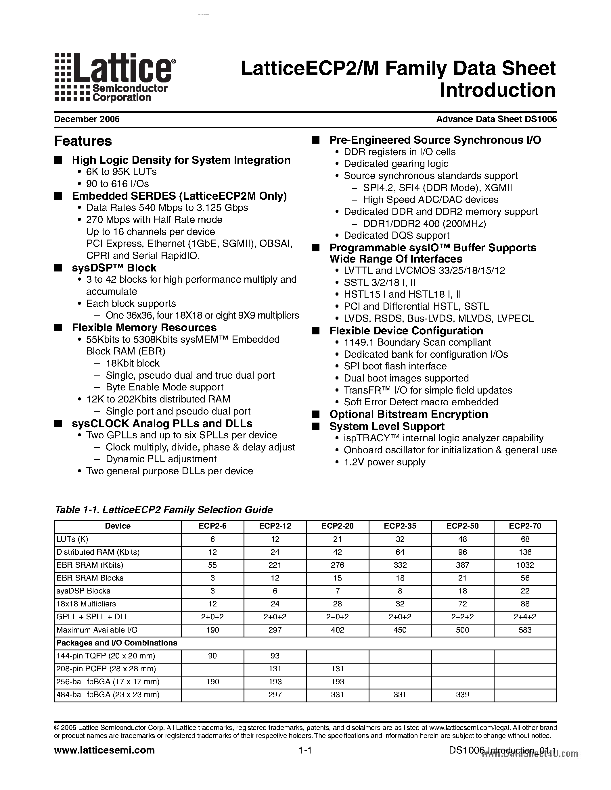 Datasheet ECP2-xx page 2 Datasheet ECP2-xx - ECP2/M Family page 2