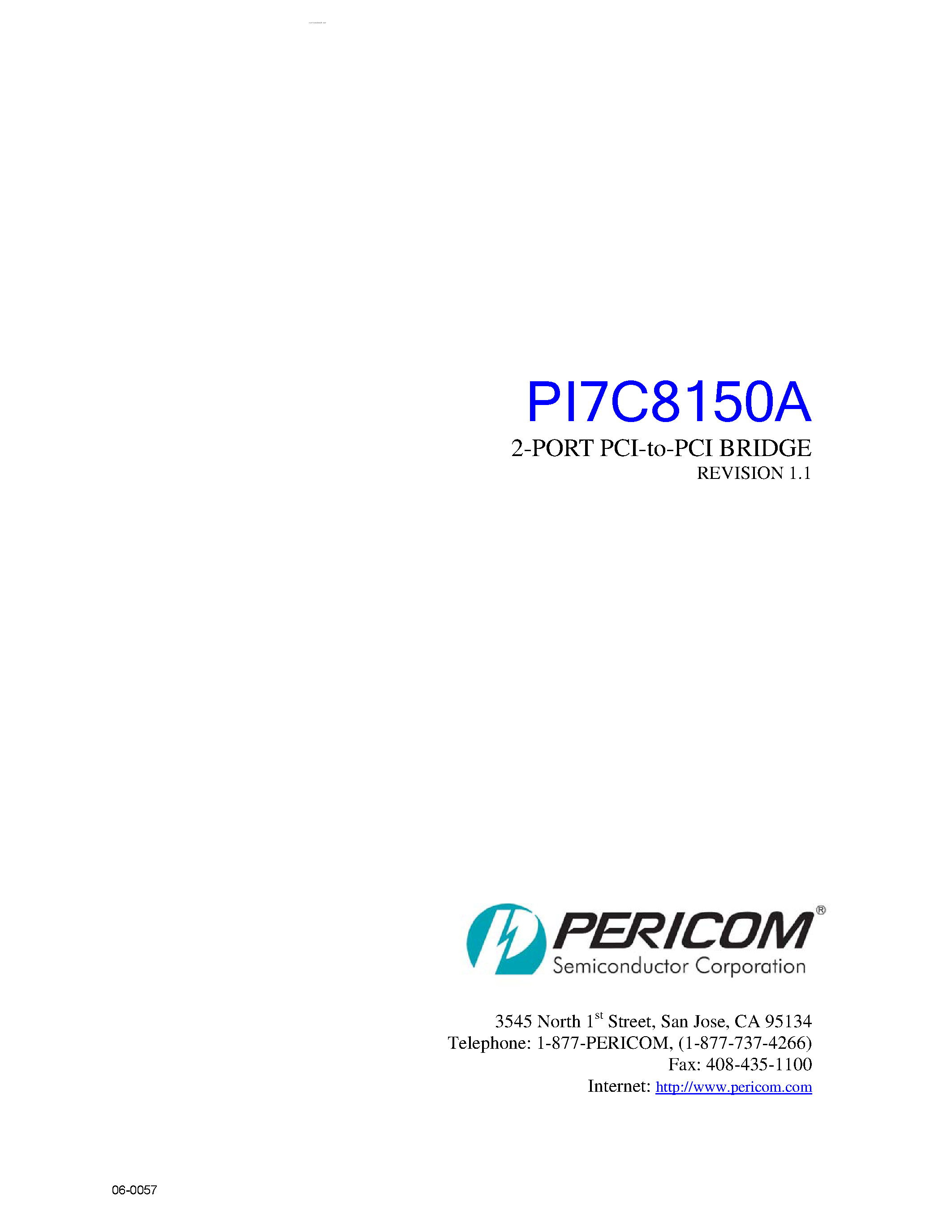 Datasheet PI7C8150A - 2-PORT PCI-to-PCI BRIDGE page 1