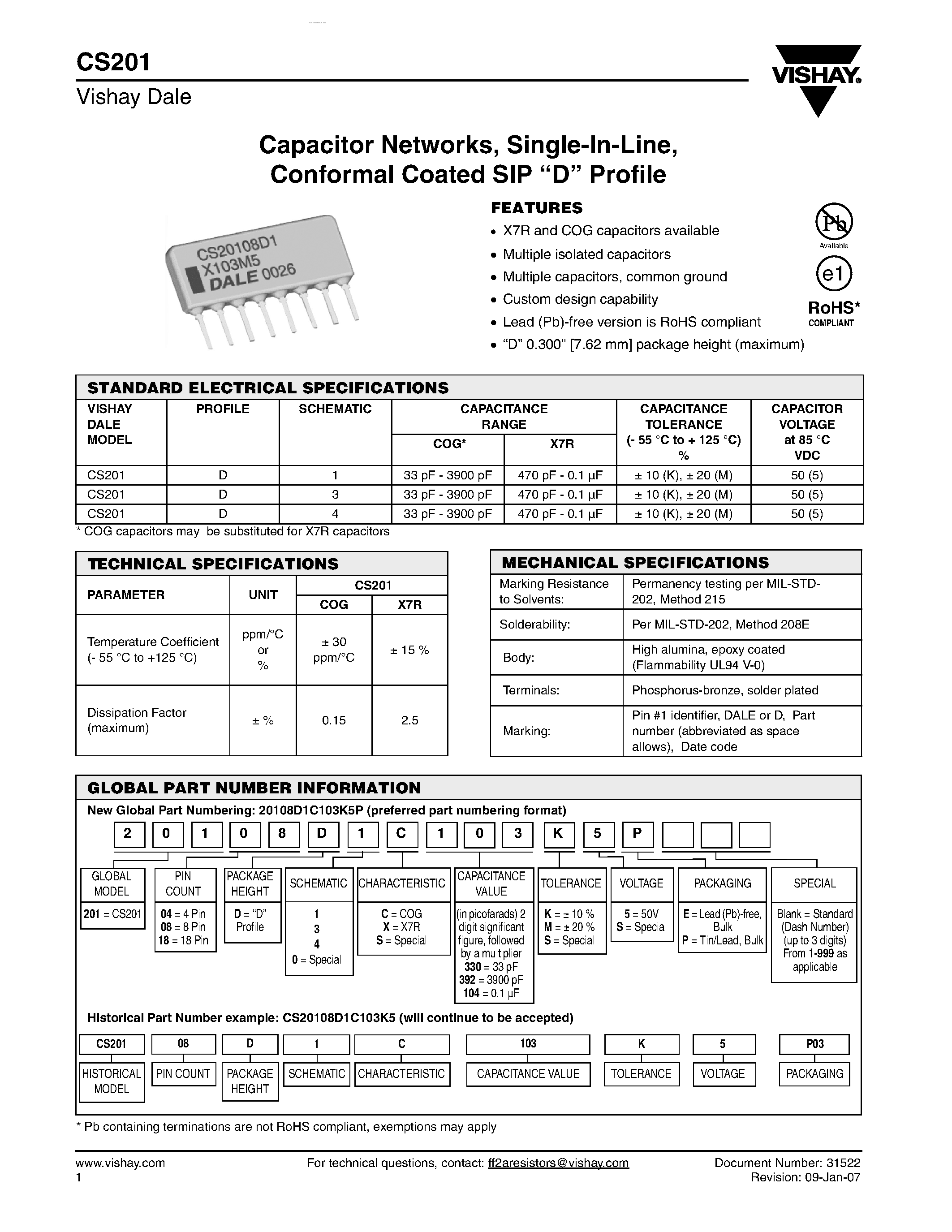 Даташит на микросхему CS201 страница 1 Даташит CS201 - Conformal Coated SIP D Profile страница 1