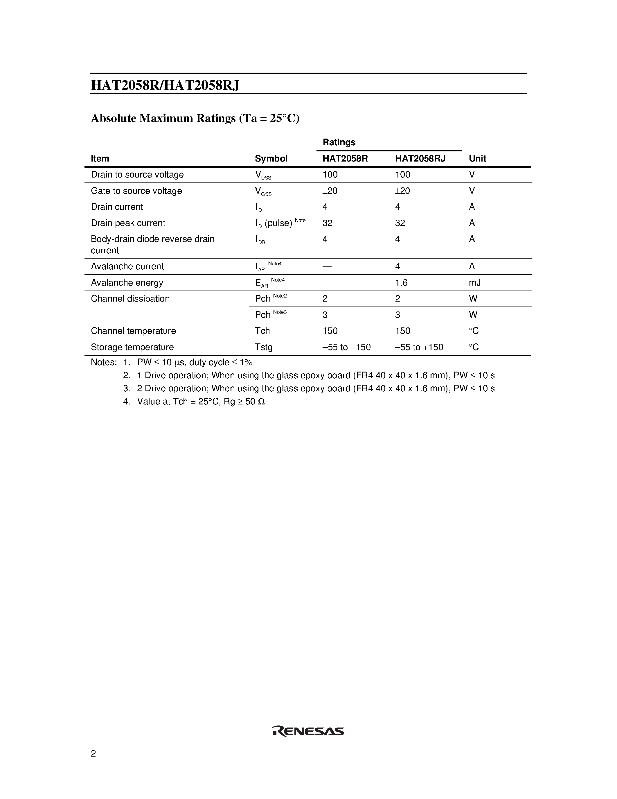 Datasheet HAT2058R - Silicon N Channel Power MOS FET High Speed Power Switching page 2