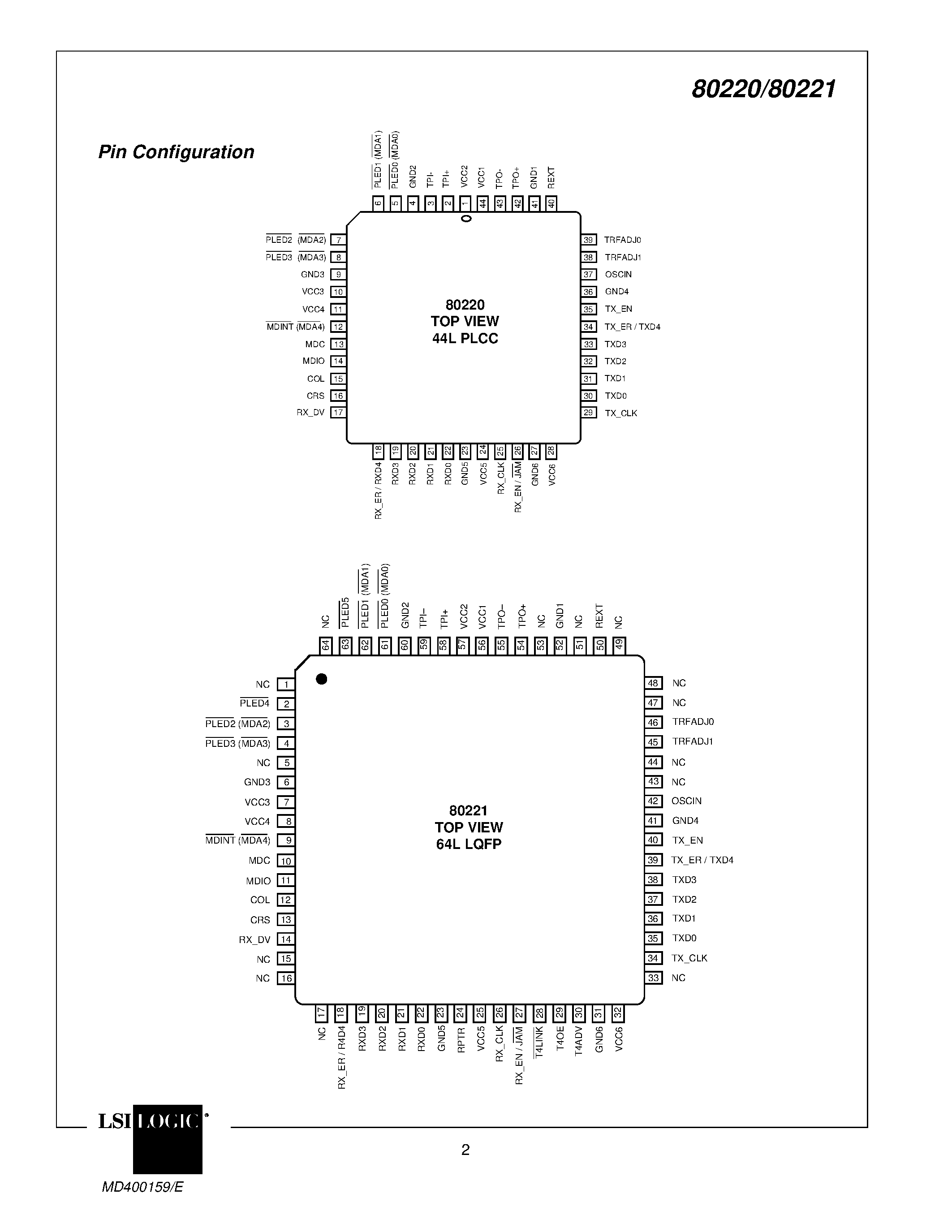 Datasheet 80220 - (80220 / 80221) 100BASE-TX/10BASE-T Ethernet Media Interface Adapter page 2