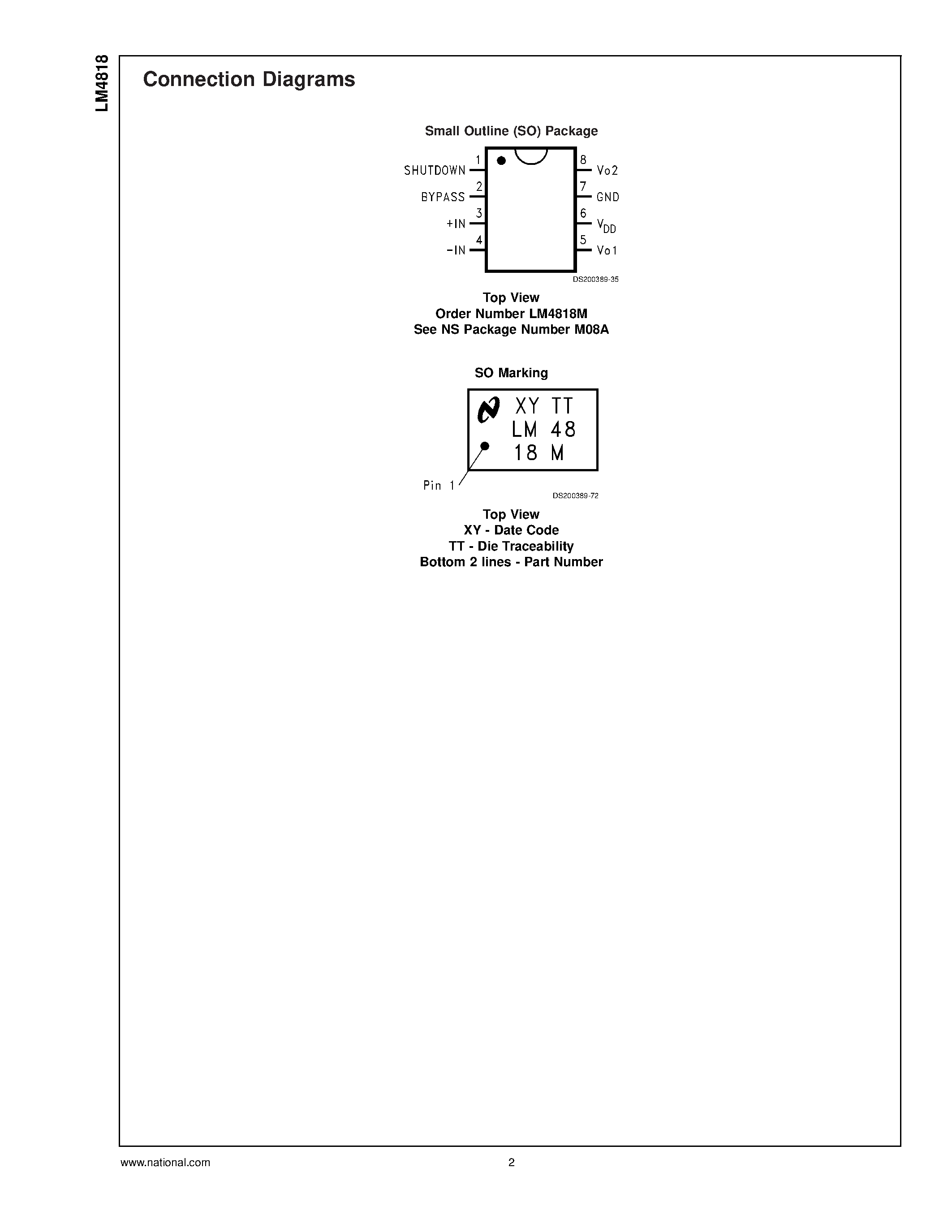 Datasheet LM4818 - 350mW Audio Power Amplifier page 2