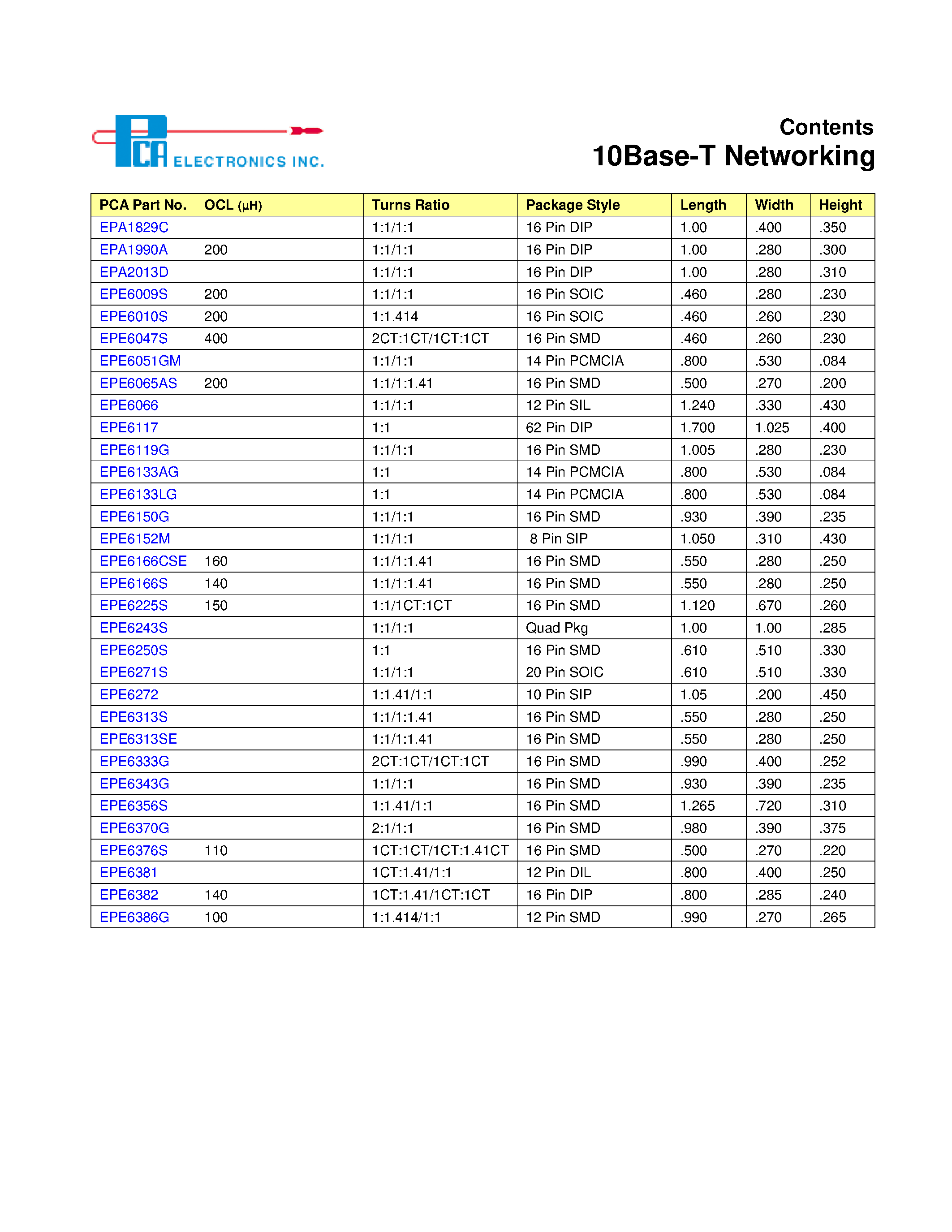 Datasheet EPA1829 page 2 Datasheet EPA1829 - (EPA1829 / EPA1885) 10Base-T Interface Module page 2