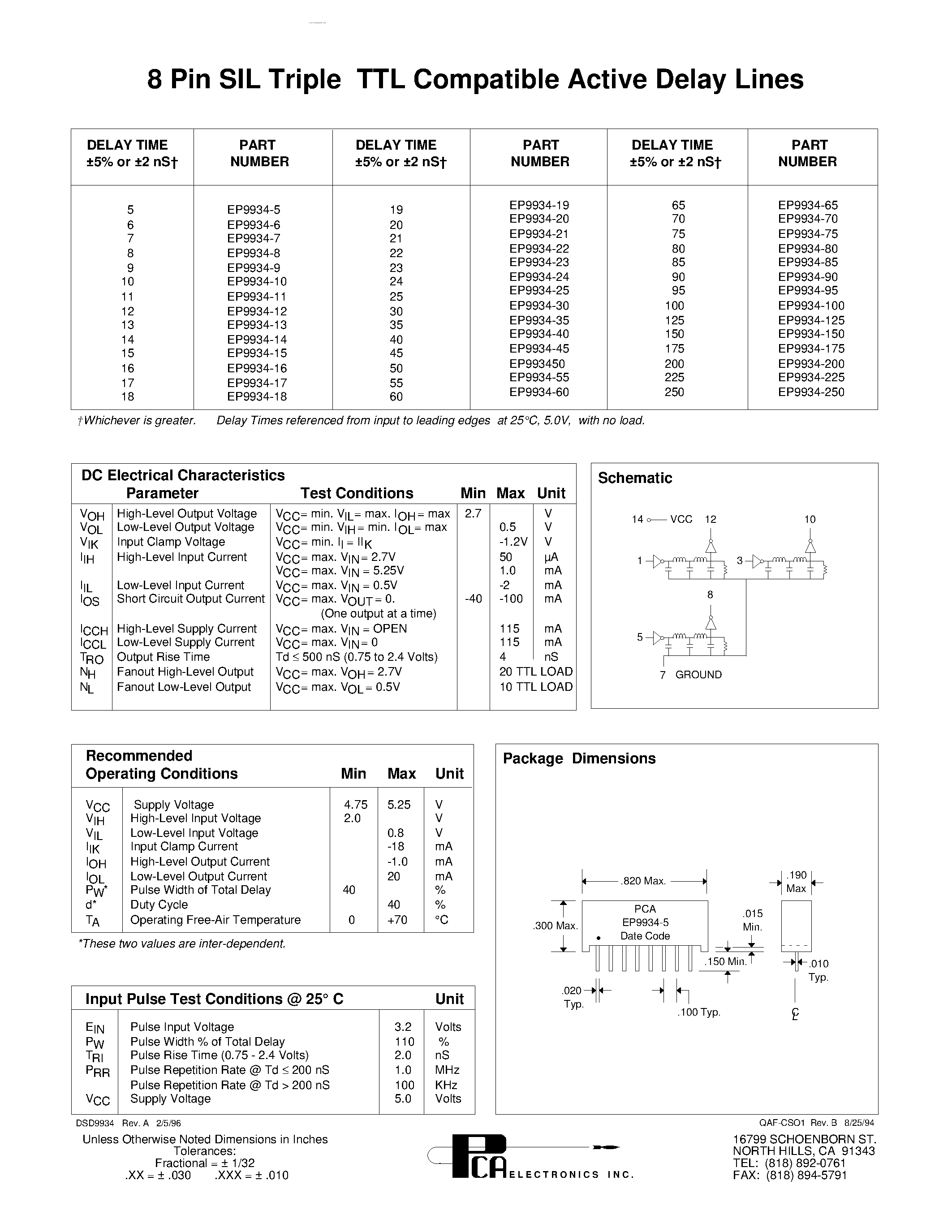 Даташит на микросхему EPA189 страница 1 Даташит EPA189 - SMD 14-Pin Triple TTL Compatible Active Delay Lines страница 1