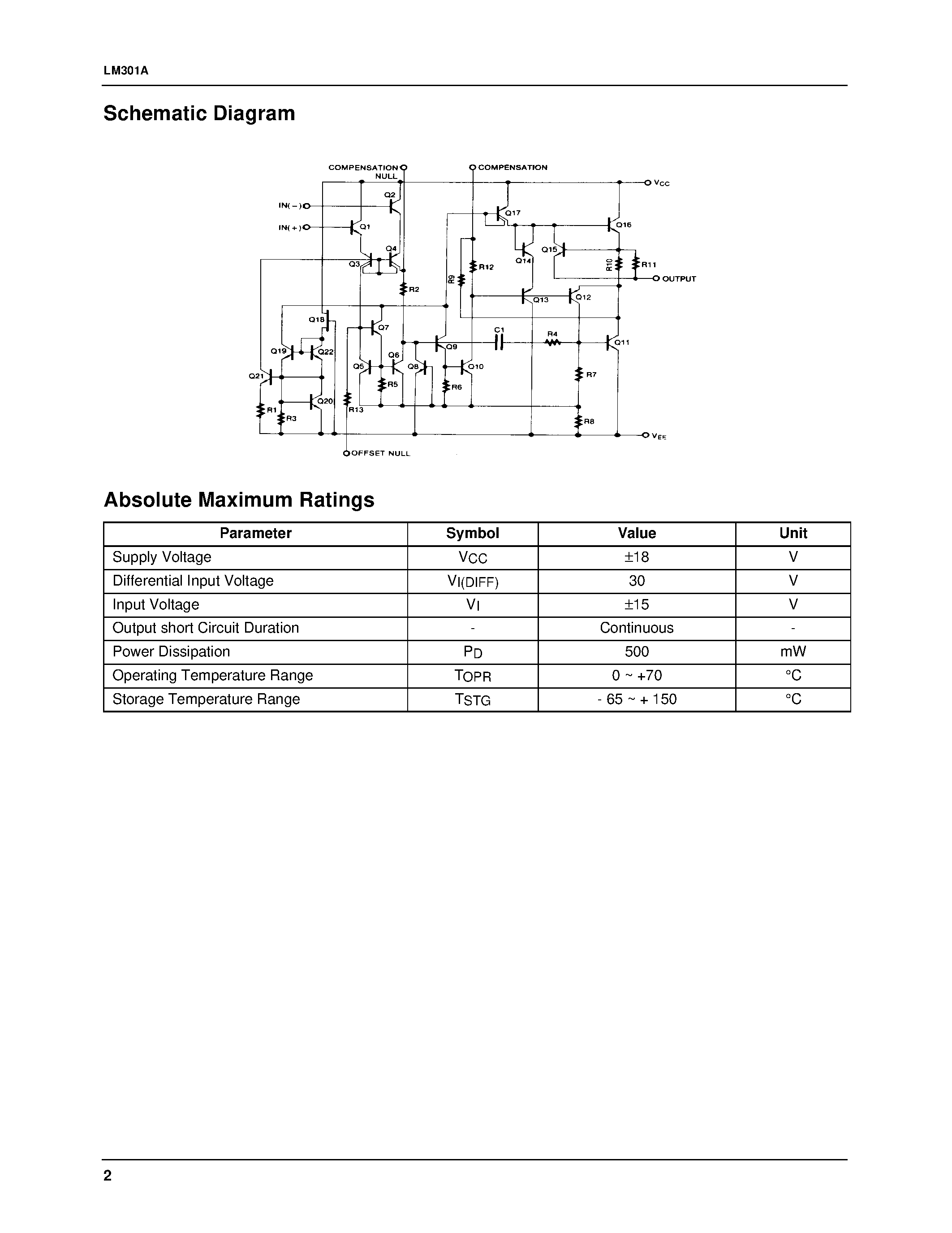 Даташит на микросхему LM301A страница 2 Даташит LM301A - Single Operational Amplifier страница 2