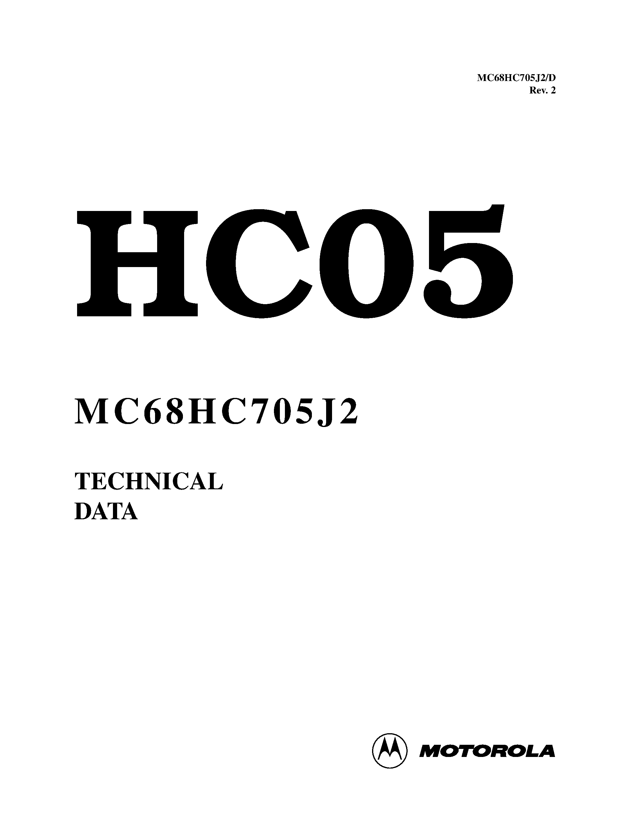 Даташит на микросхему MC68HC05J2 страница 1 Даташит MC68HC05J2 - TECHNICAL DATA HCMOS MICROCONTROLLER UNIT страница 1