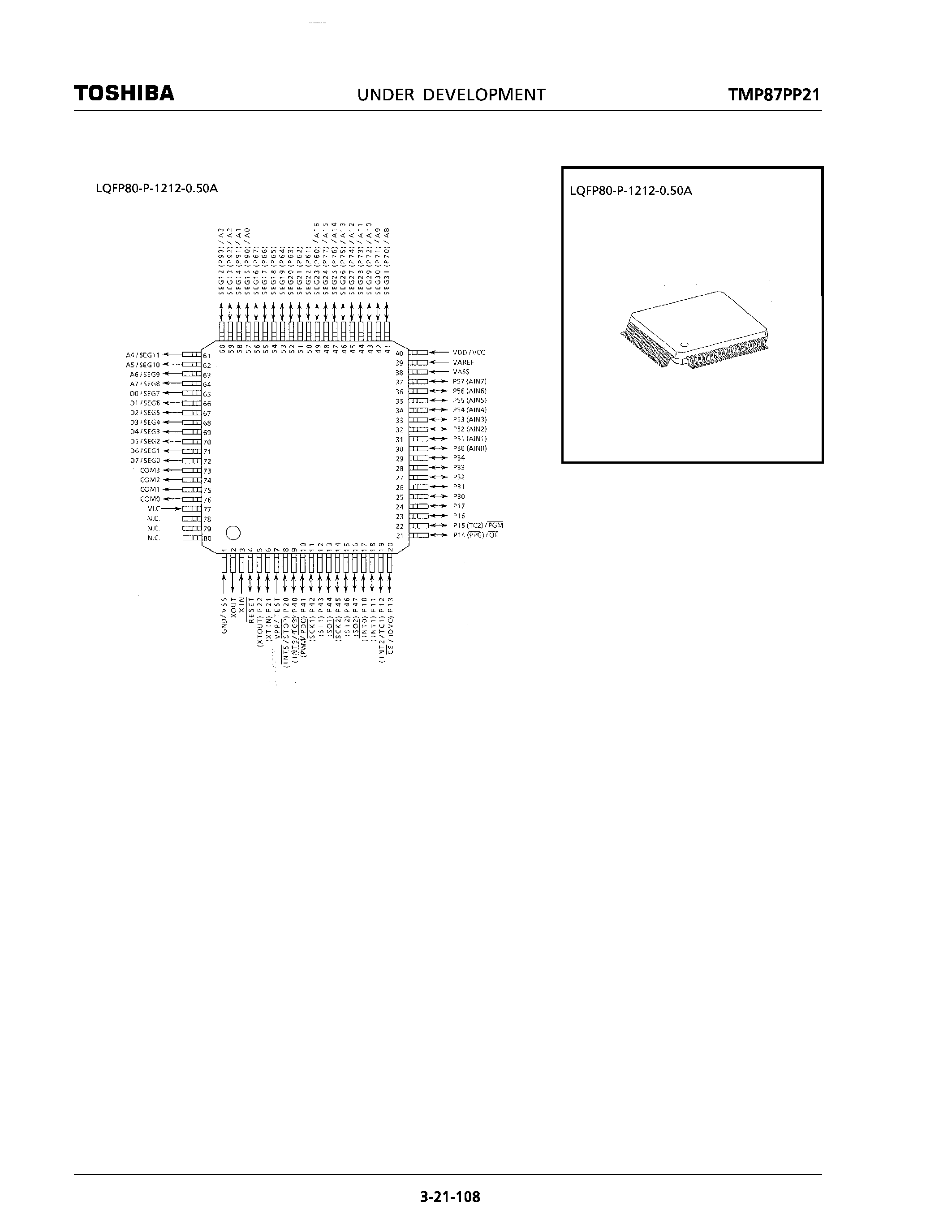 Datasheet TMP87PP21DF - CMOS 8-bit Microcontroller page 2