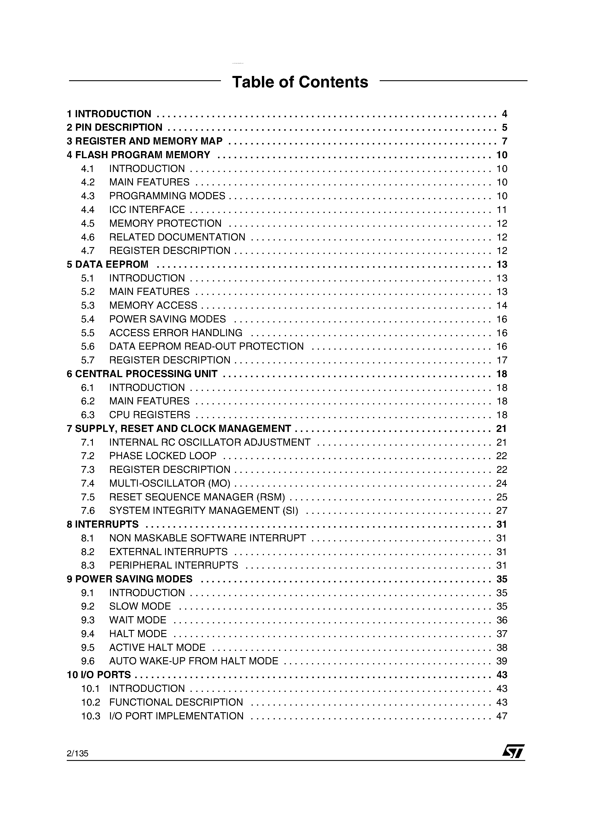 Даташит ST7L1 - 8-Bit MCU страница 2