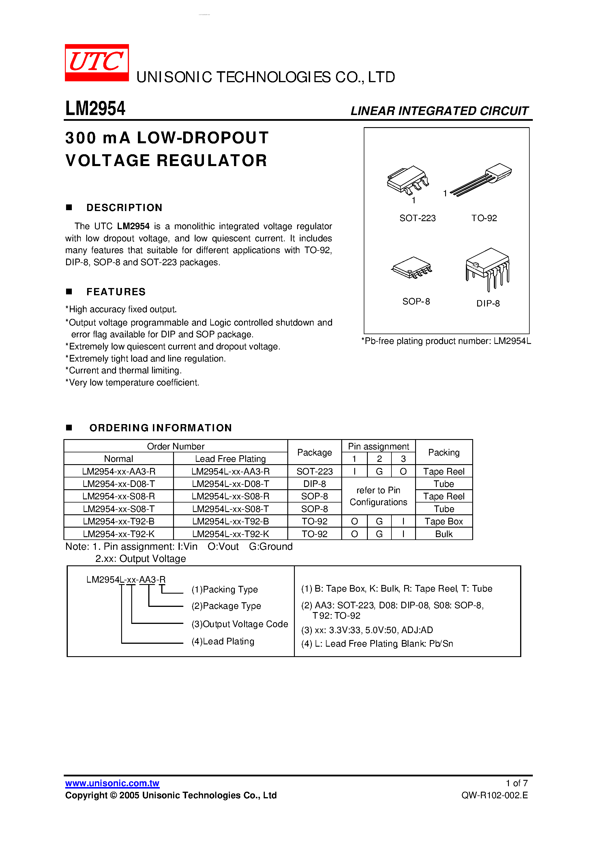 Даташит на микросхему LM2954 страница 1 Даташит LM2954 - LOW-DROPOUT VOLTAGE REGULATOR страница 1